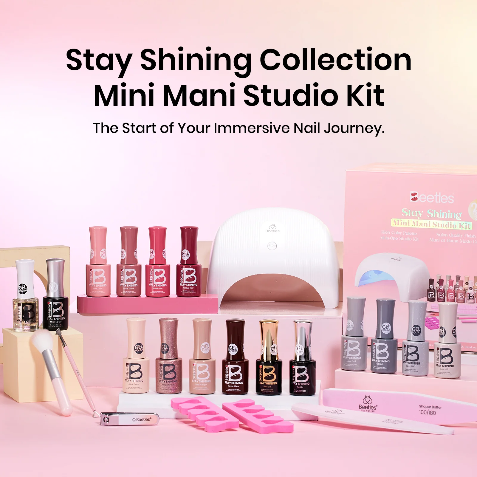 Beetles Stay Shining Cozy Elegance HEMA-FREE TPO FREE Gel Nail Kit with UV Light DIY Salon-Quality at Home - Image 2