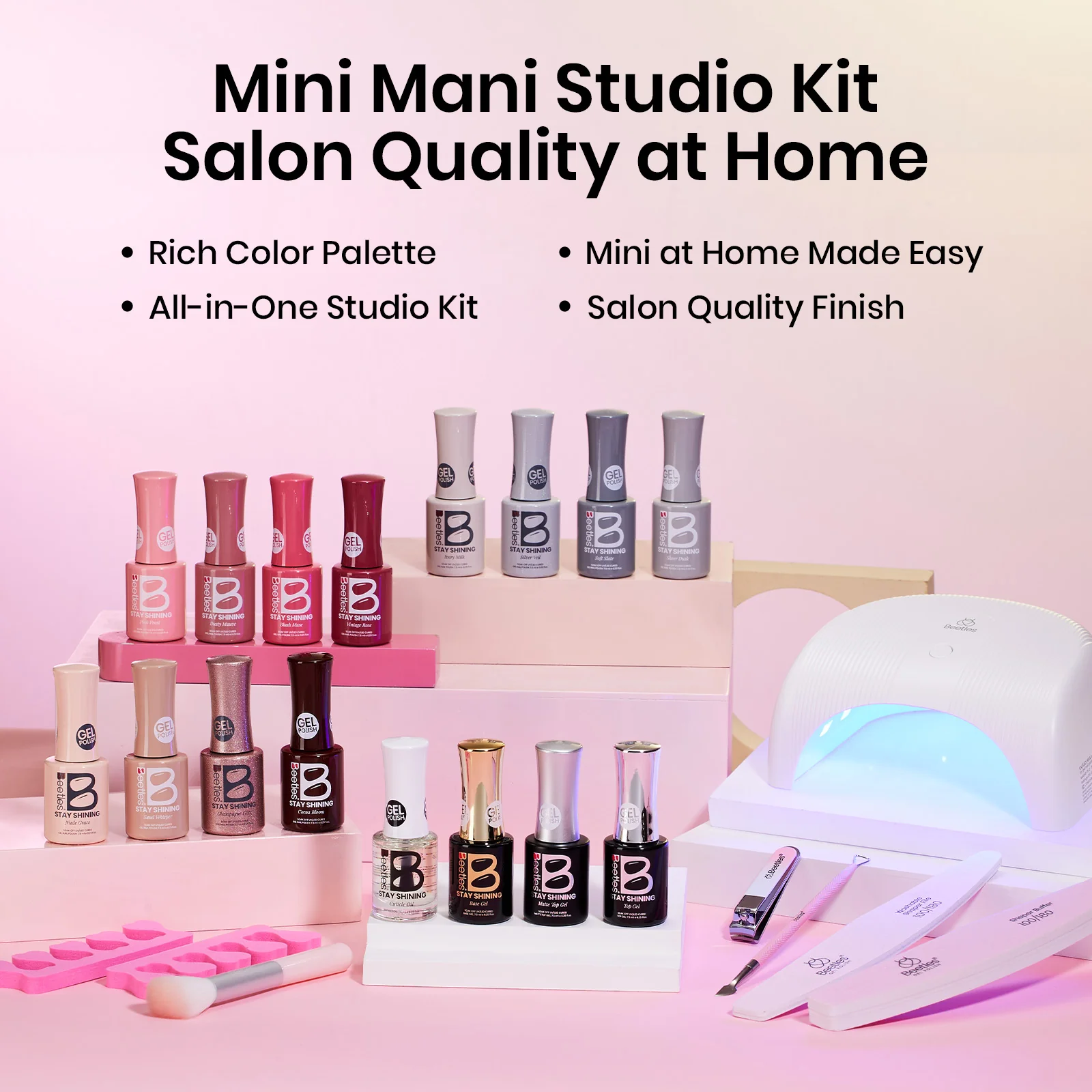 Beetles Stay Shining Cozy Elegance HEMA-FREE TPO FREE Gel Nail Kit with UV Light DIY Salon-Quality at Home - Image 5
