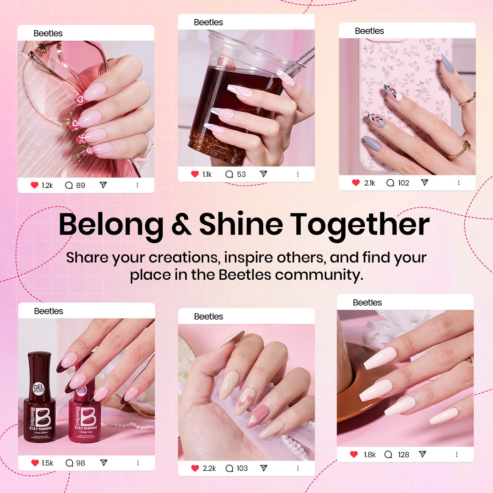 Beetles Stay Shining Cozy Elegance HEMA-FREE TPO FREE Gel Nail Kit with UV Light DIY Salon-Quality at Home - Image 8