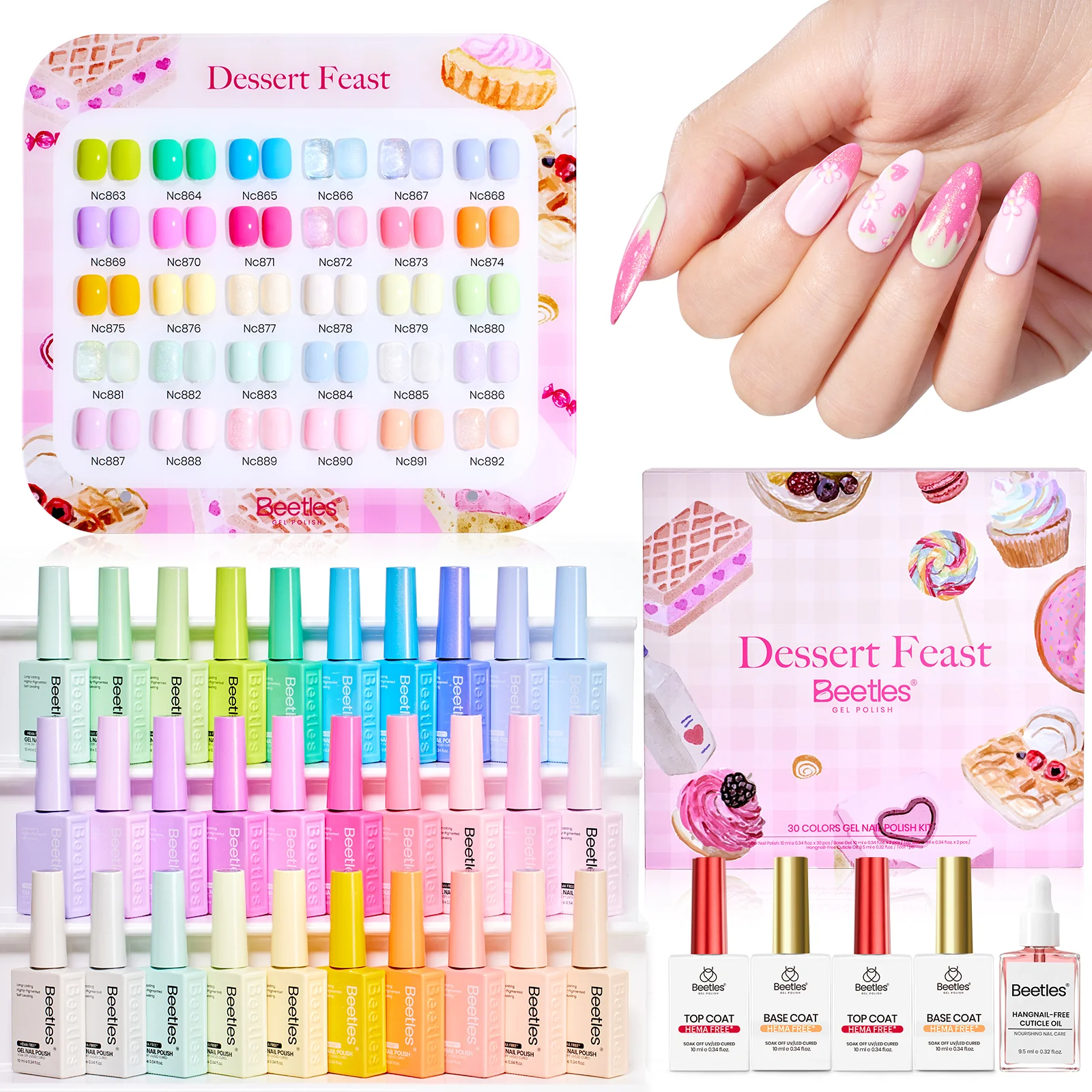Beetles Stay Shining Dessert Feast HEMA Free TPO Free Spring Gel Polish Box 30 Colors 10ml