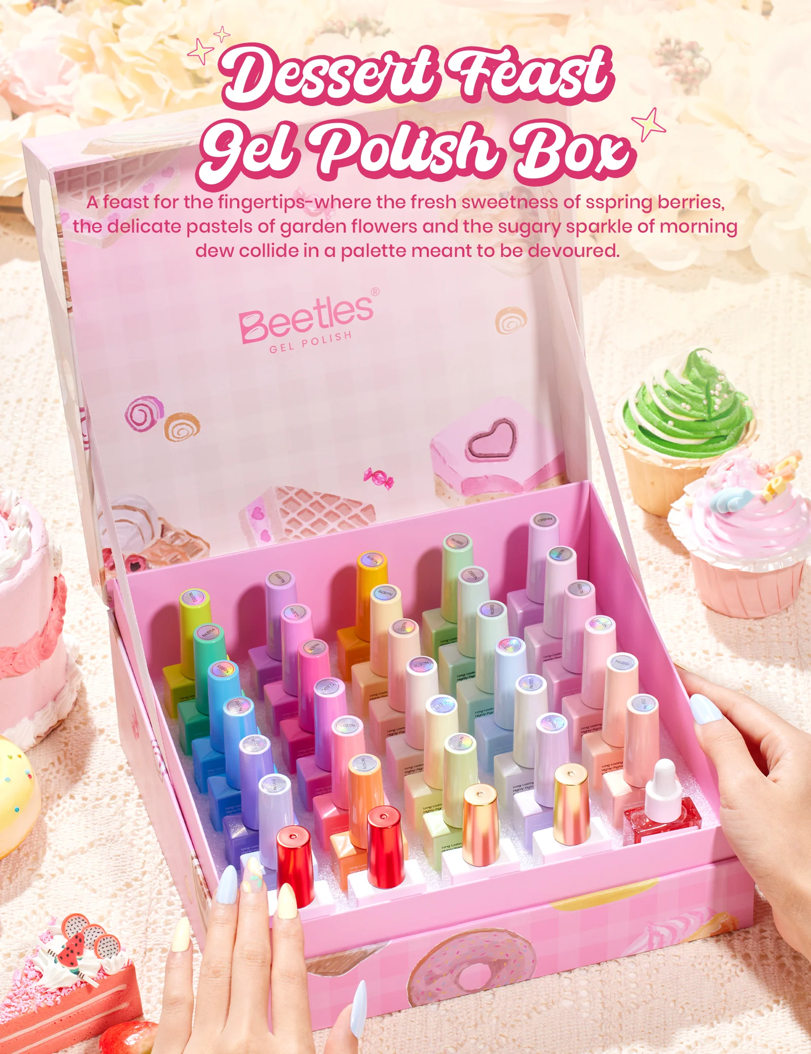 Beetles Stay Shining Dessert Feast HEMA Free TPO Free Spring Gel Polish Box 30 Colors 10ml - Image 2