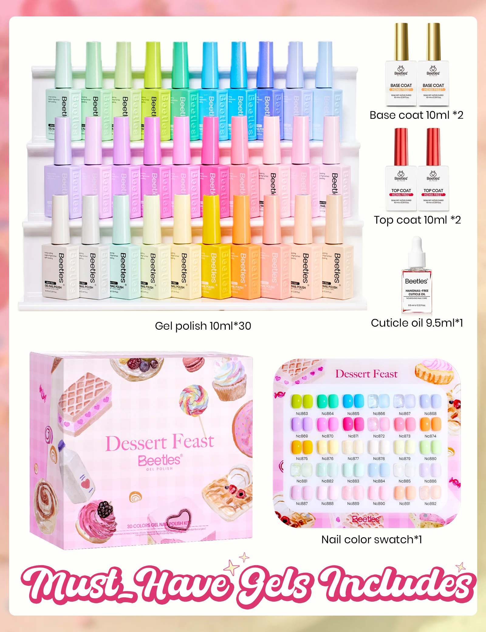 Beetles Stay Shining Dessert Feast HEMA Free TPO Free Spring Gel Polish Box 30 Colors 10ml - Image 4
