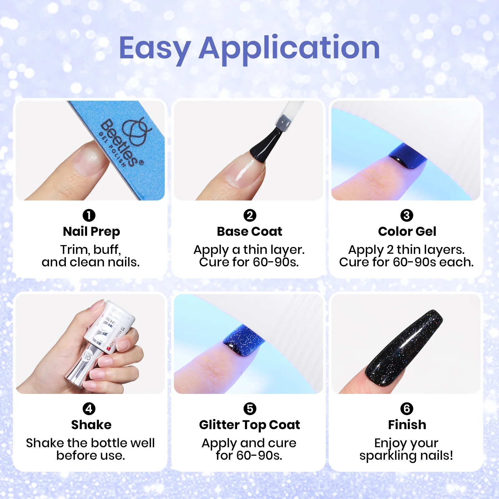 Beetles Stay Shining Diamond Veil Glitter Top Coat HEMA Free & TPO Free 15ml - Image 6