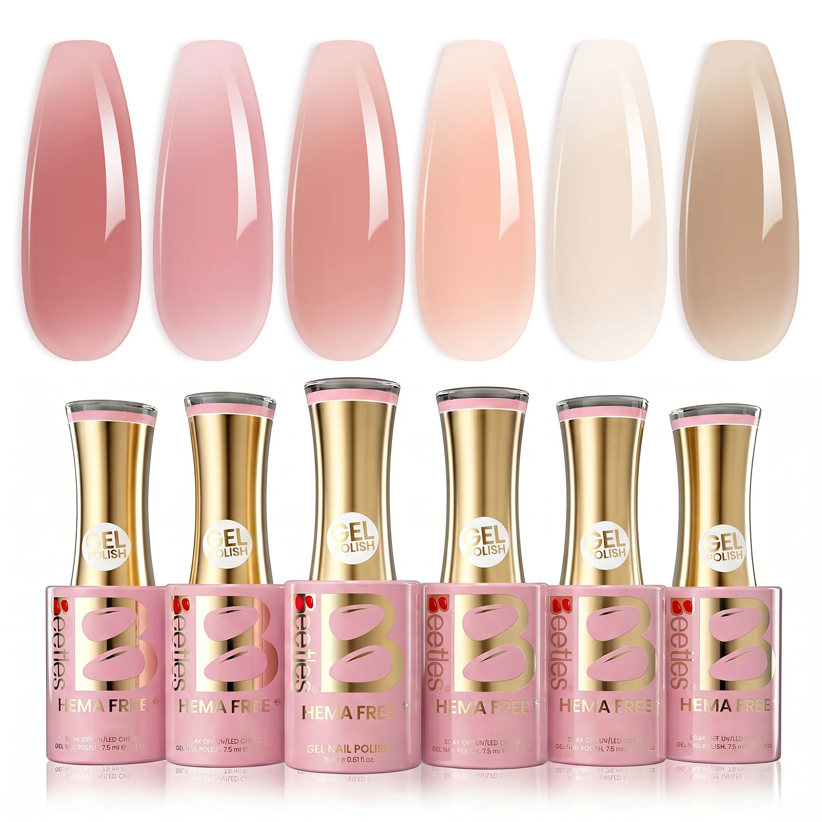 Beetles Stay Shining Drunken Rose HEMA Free TPO Free 6 Colors Jelly Gel Set 7.5ml