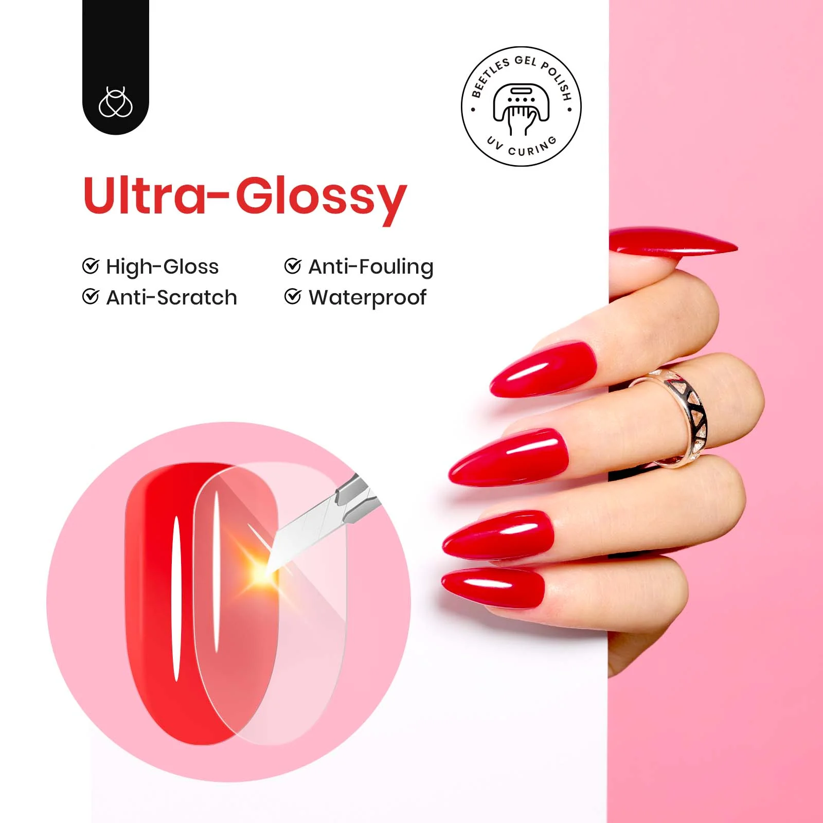 Beetles Stay Shining Extra Glossy Gel Top Coat HEMA Free & TPO Free 15ml - Image 2