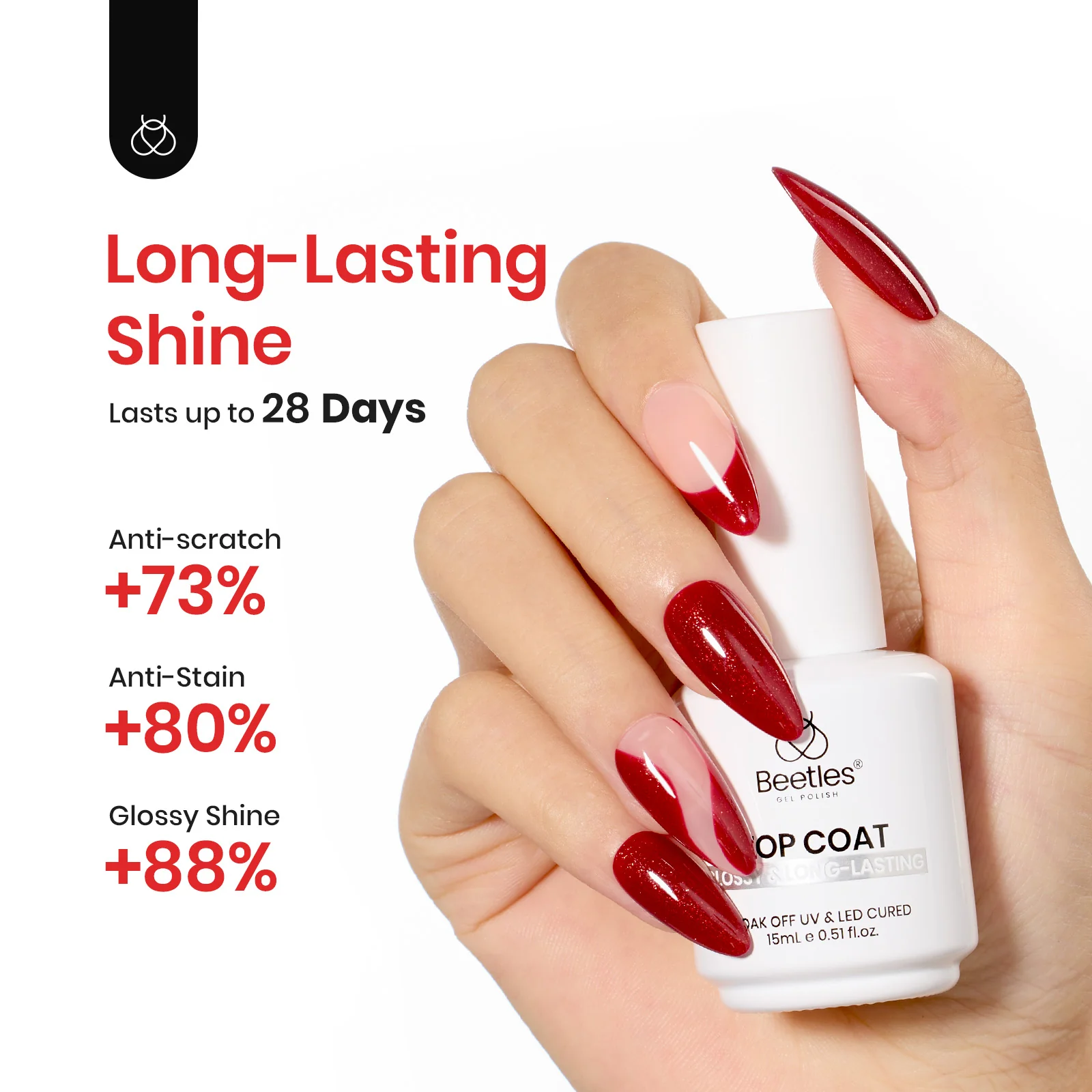 Beetles Stay Shining Extra Glossy Gel Top Coat HEMA Free & TPO Free 15ml - Image 6