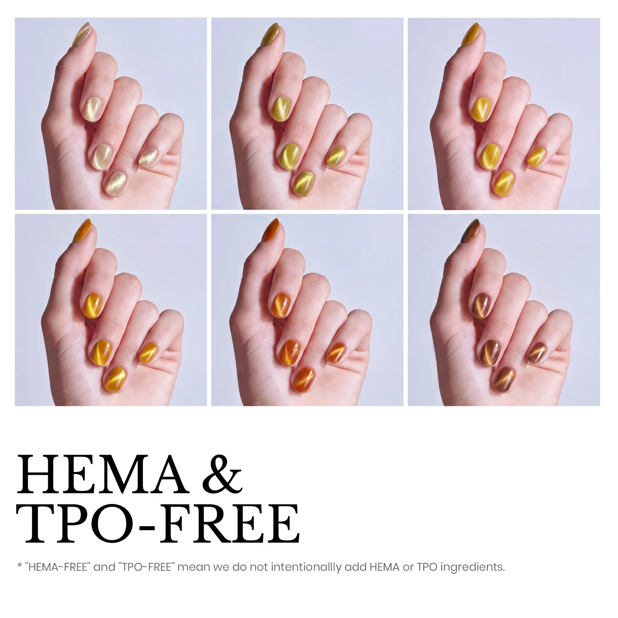 Beetles Stay Shining Falling Gold HEMA Free TPO Free 6 Colors Cat Eye Gel Polish Set 7.5ml - Image 3