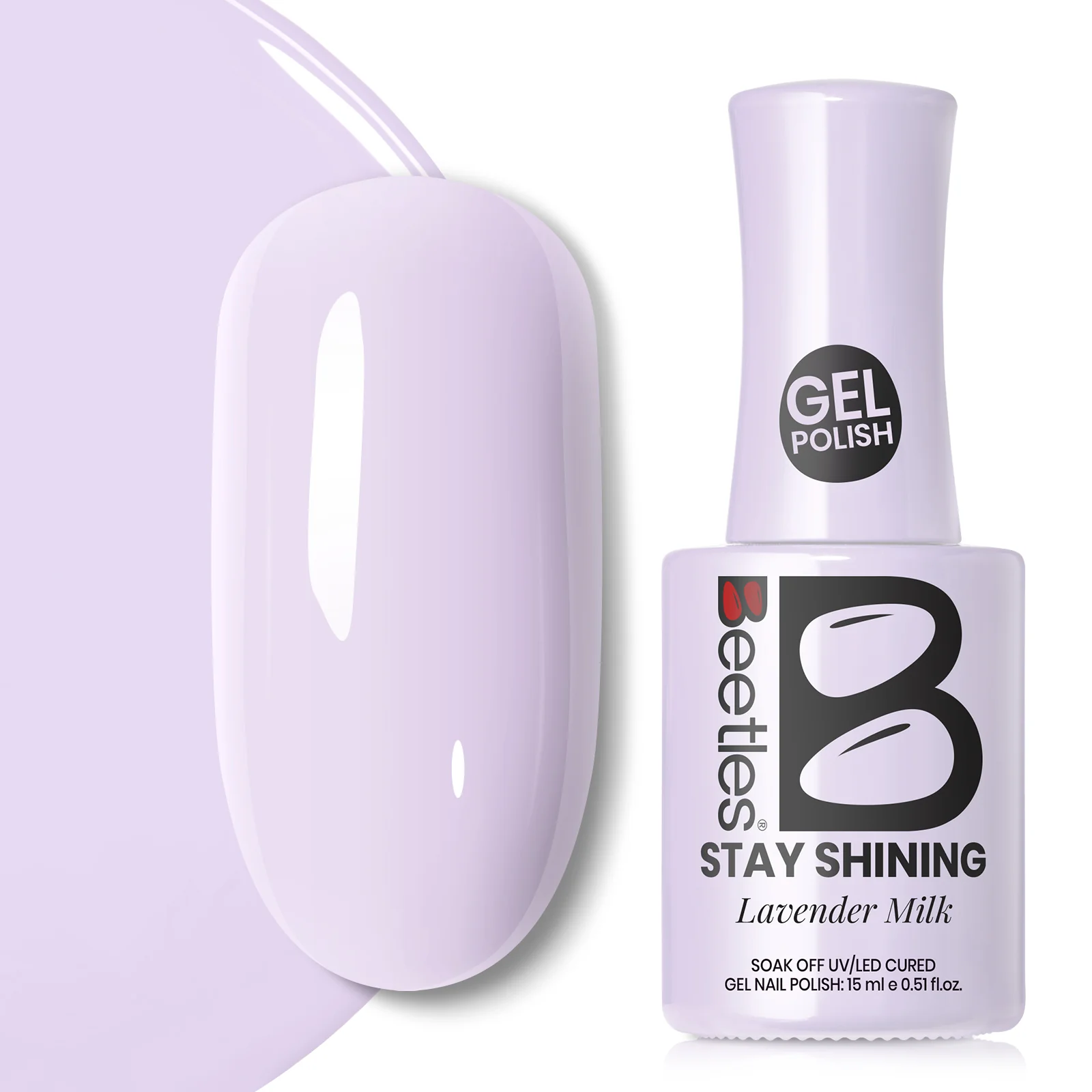 Beetles Stay Shining Collection Salon-Quality Gel Polish - 15ml of Lavender Milk