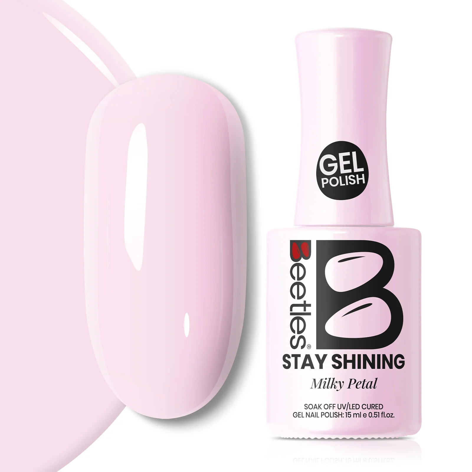 Beetles Stay Shining Collection Salon-Quality Gel Nail Polish - 15ml of Milky Petal