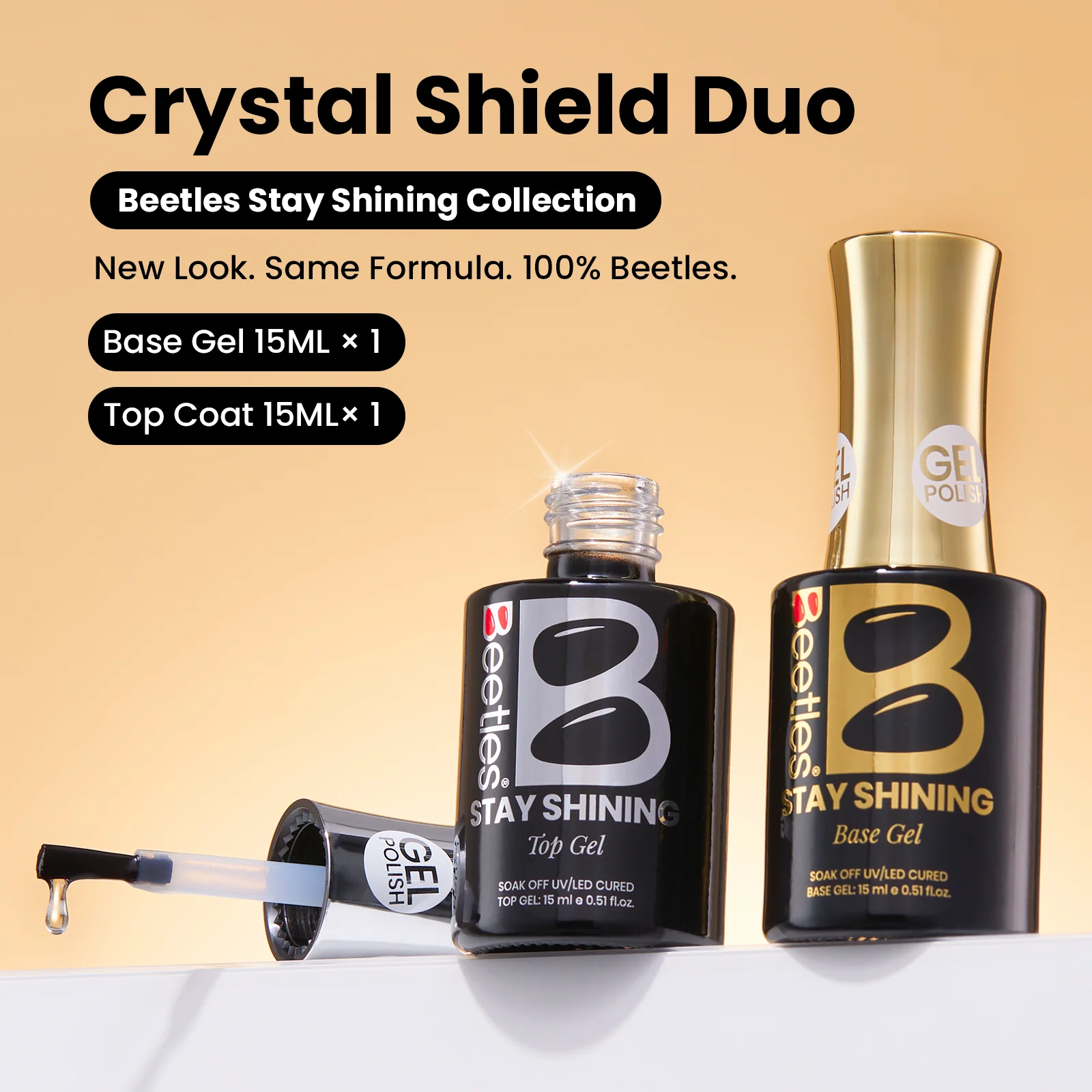 Beetles Stay Shining Collection Salon-Quality Crystal Shield Top Coat and Base Coat Set - 2pc - Image 2
