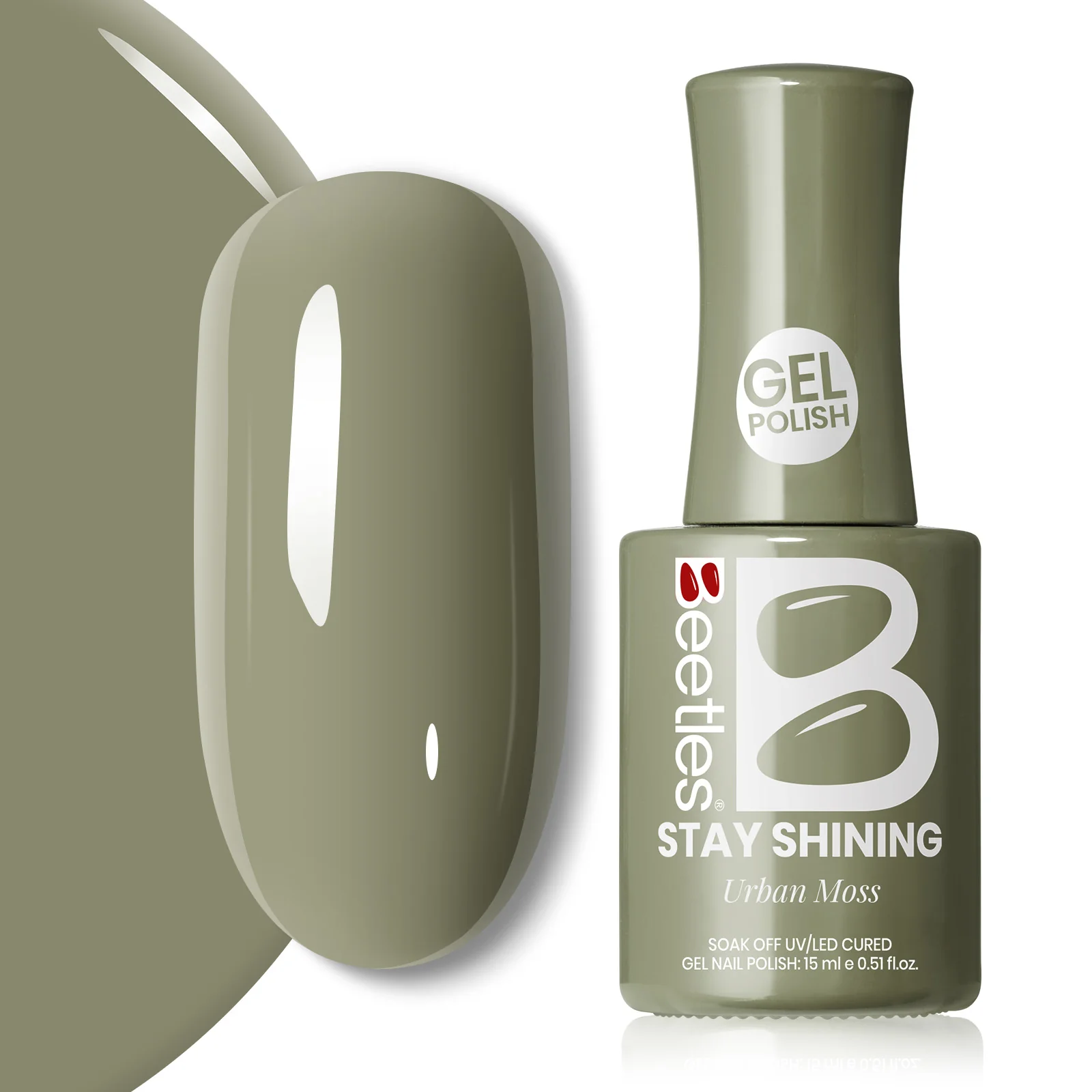 Beetles Stay Shining Collection Salon-Quality Gel Nail Polish - 15ml of Urban Moss