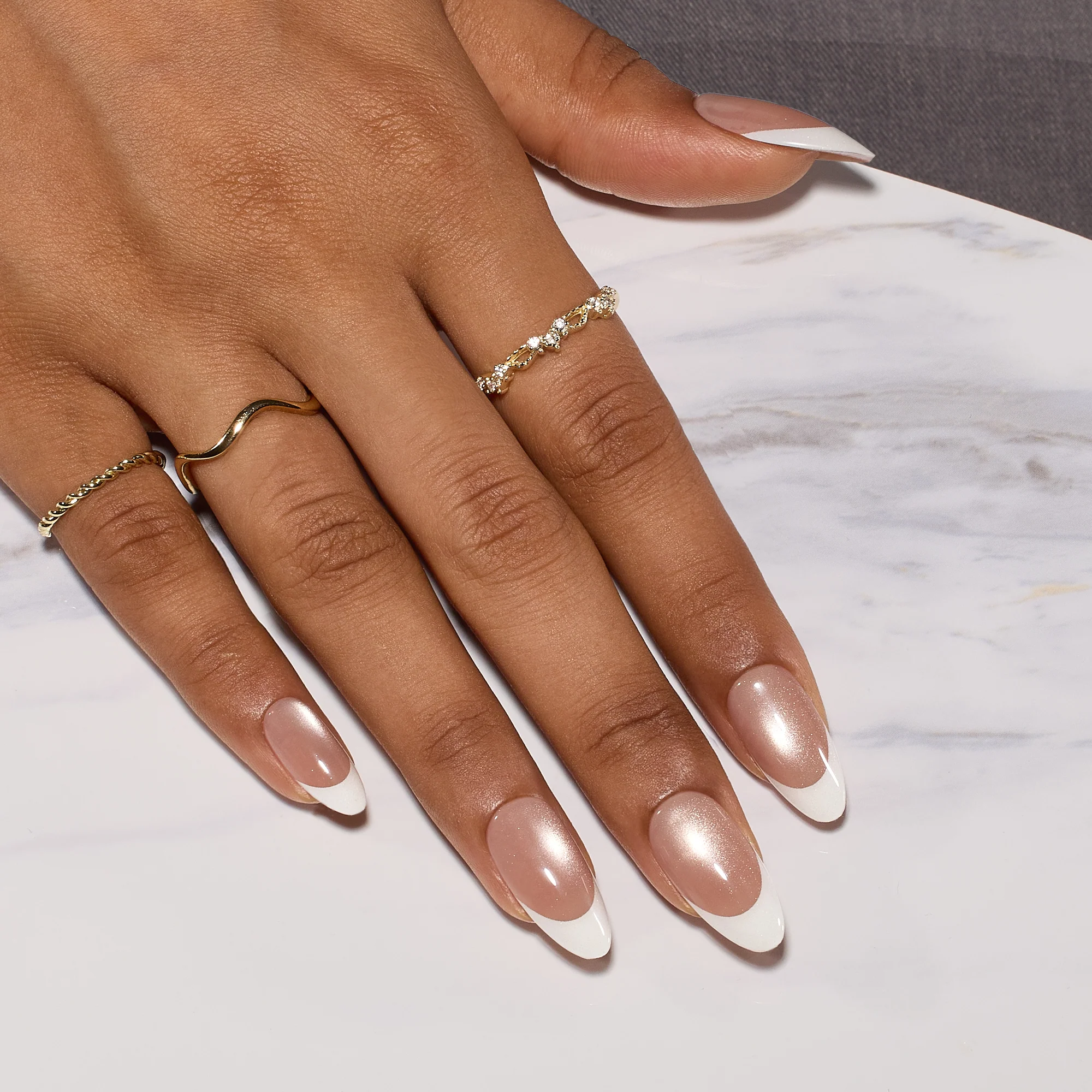 Beetles Stay Shining Glassy Amber French Press On Nails Medium Almond 160 PCS - Image 3