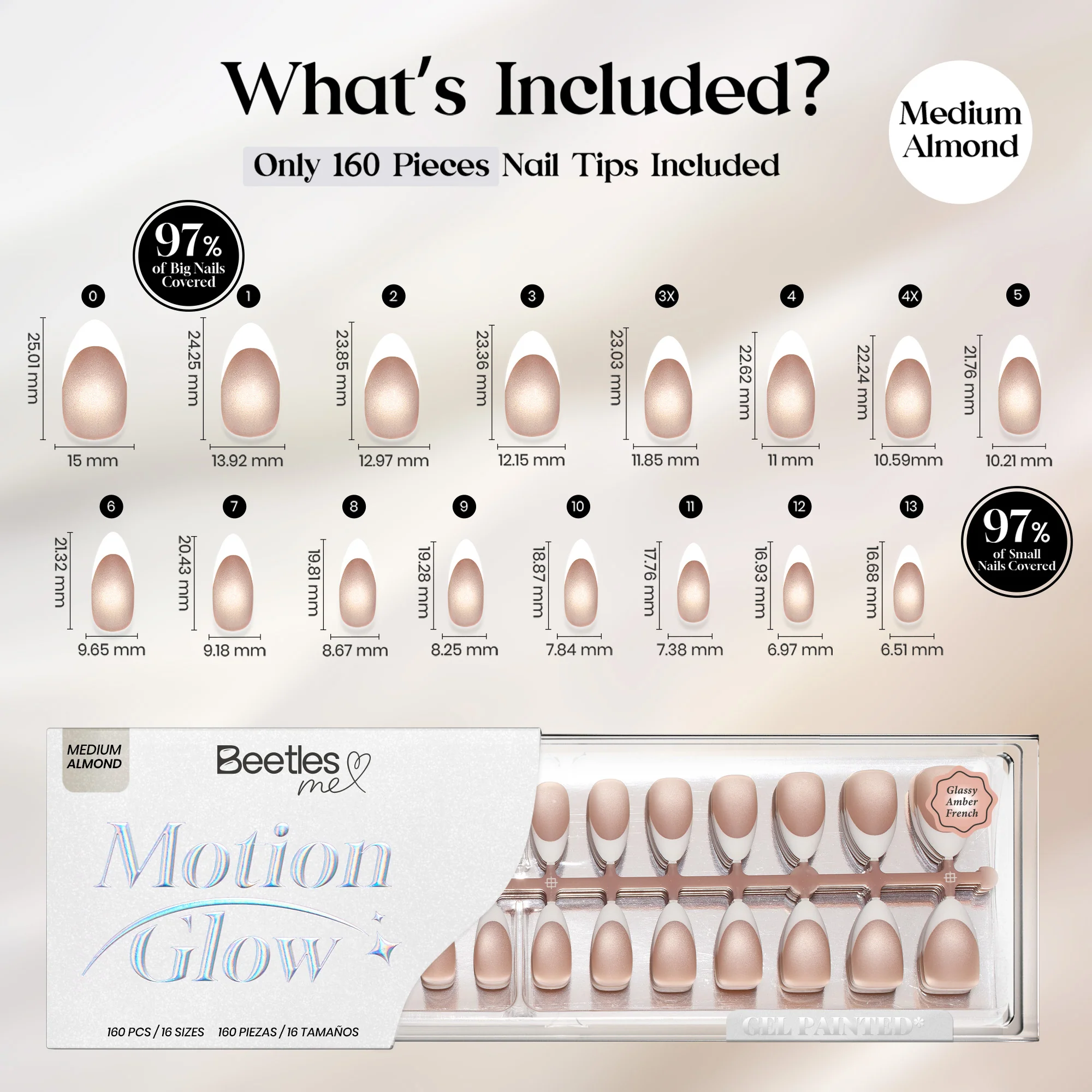 Beetles Stay Shining Glassy Amber French Press On Nails Medium Almond 160 PCS - Image 9