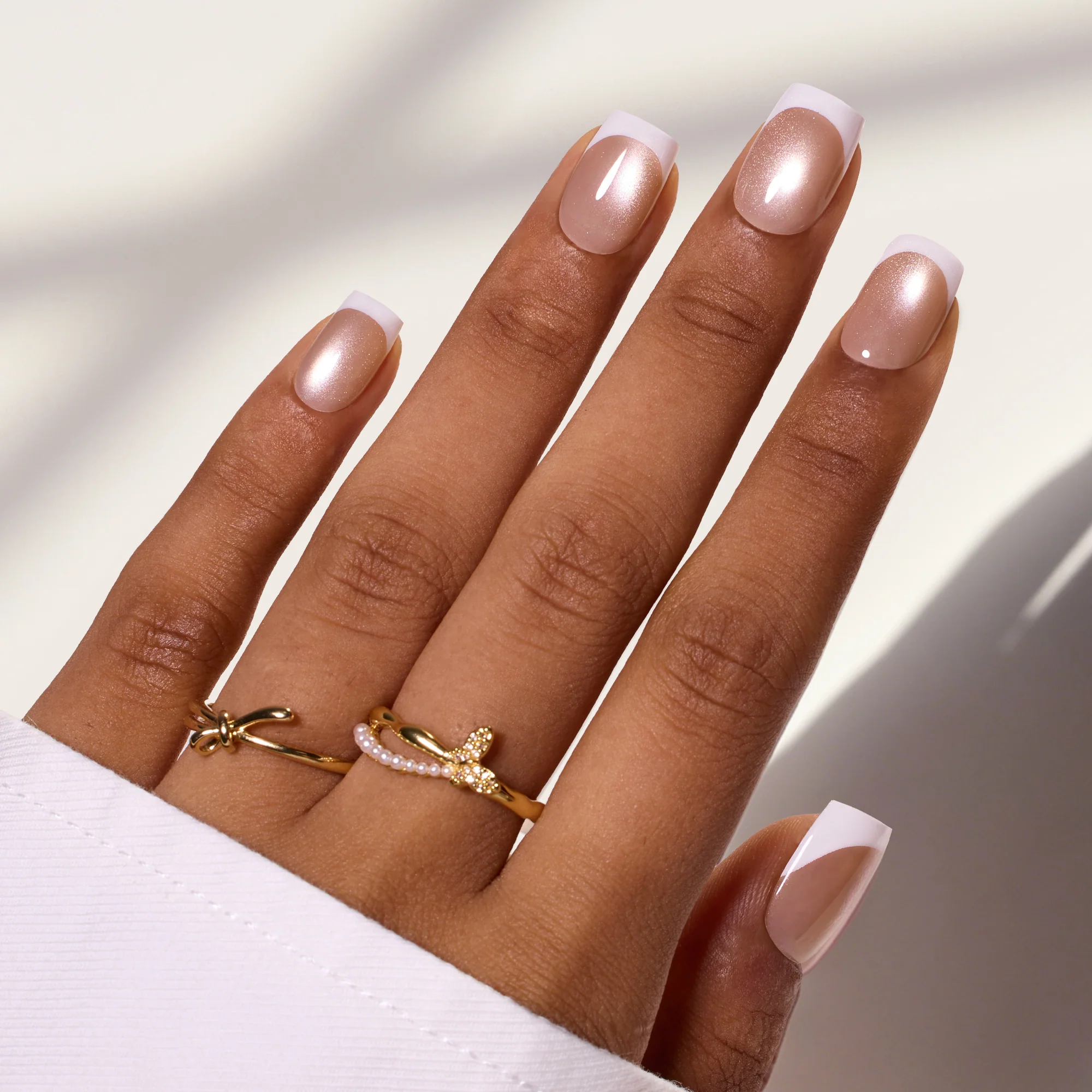 Beetles Stay Shining Glassy Amber French Press On Nails Short Square 30Pcs - Image 2