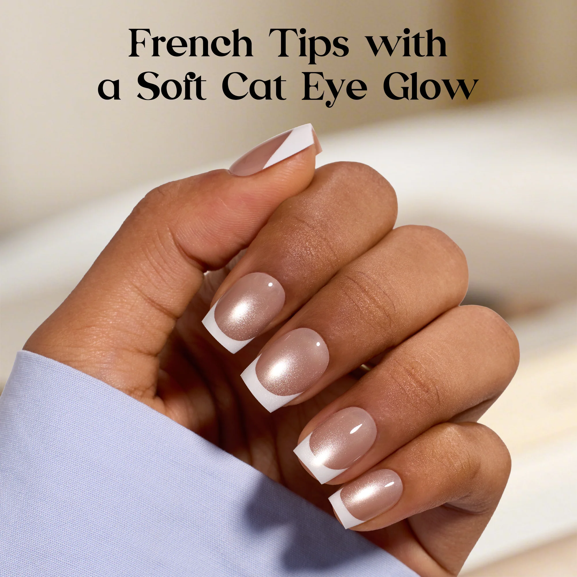 Beetles Stay Shining Glassy Amber French Press On Nails Short Square 30Pcs - Image 3