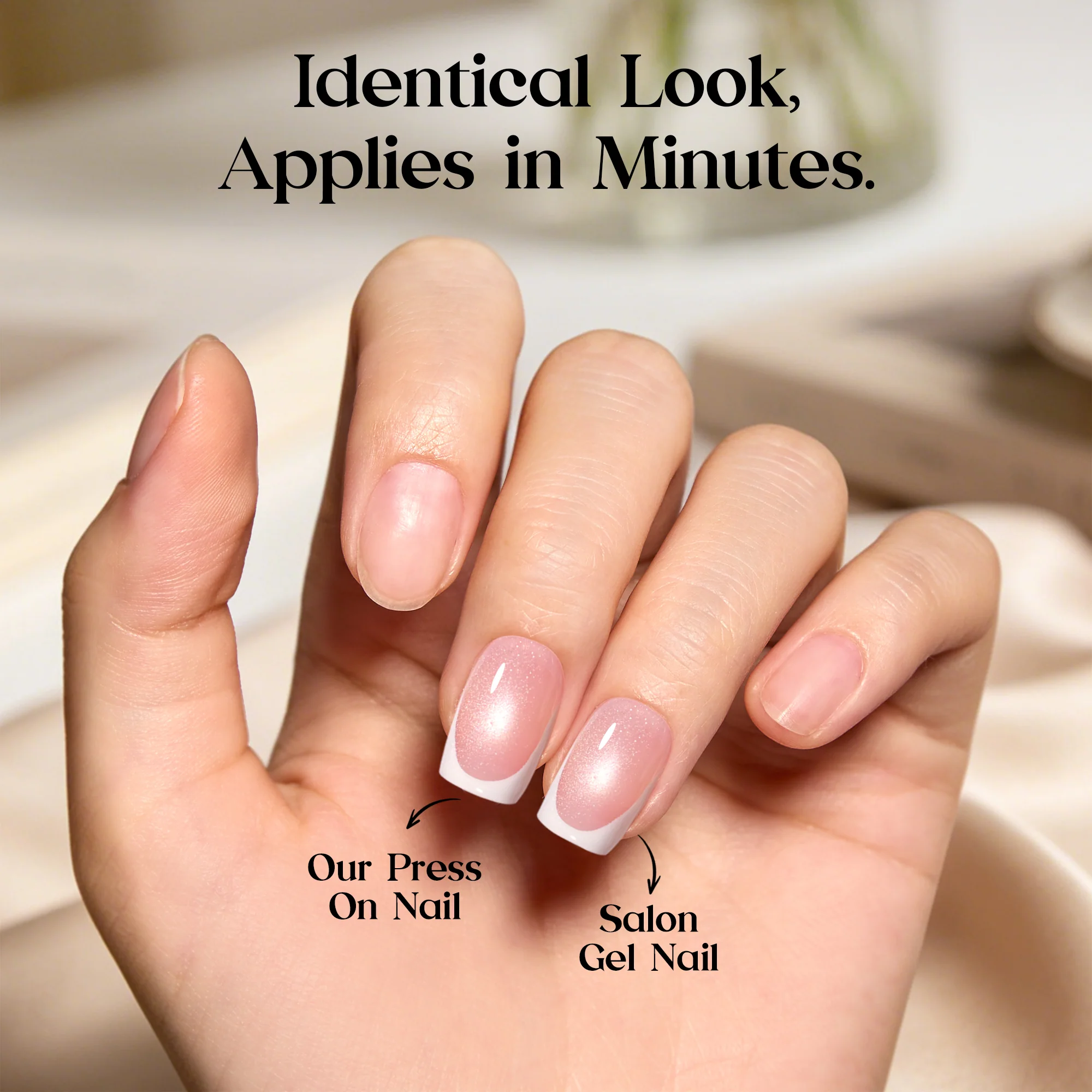 Beetles Stay Shining Glassy Amber French Press On Nails Short Squoval 32Pcs - Image 3