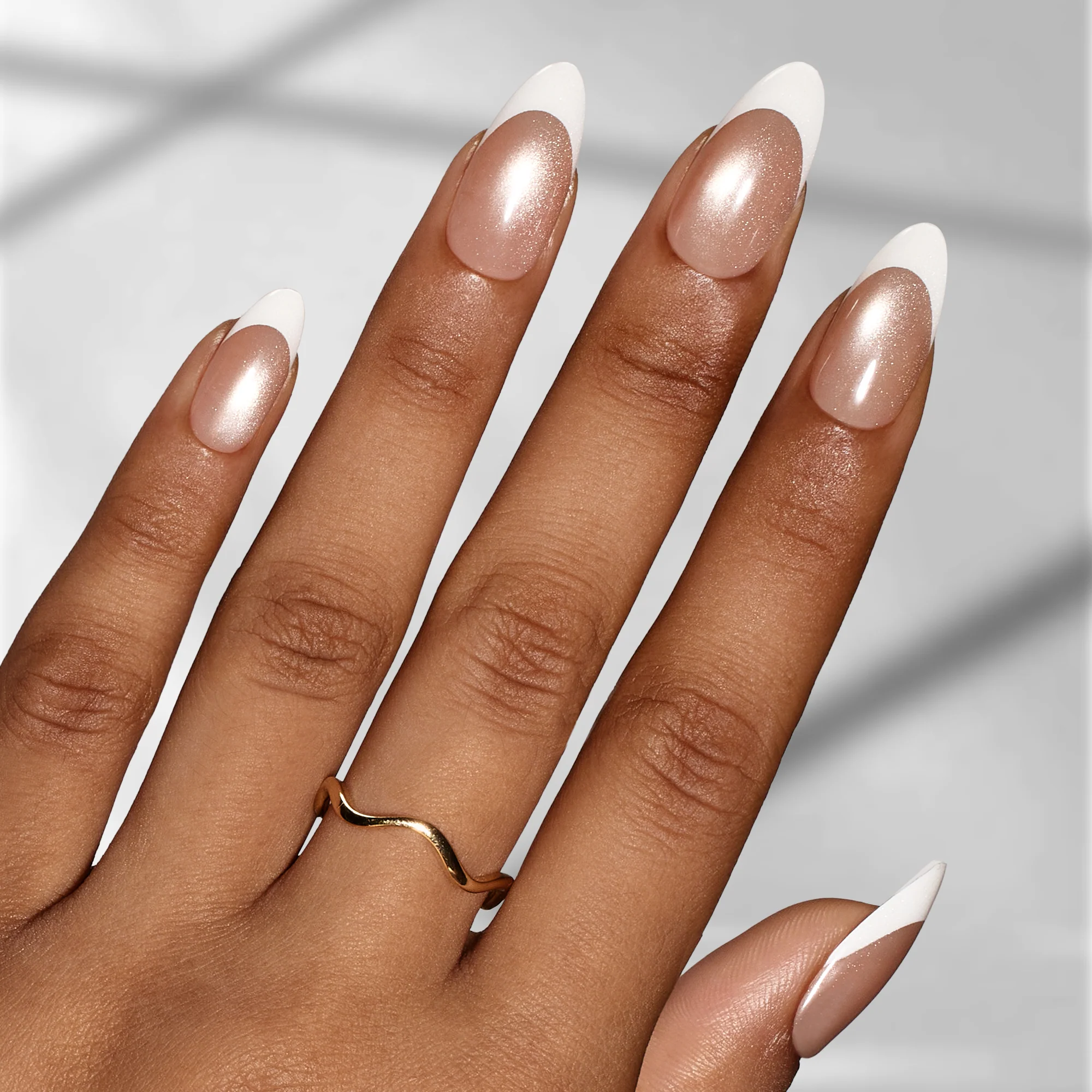 Beetles Stay Shining Glassy Blush French Press On Nails Medium Almond 32Pcs - Image 2