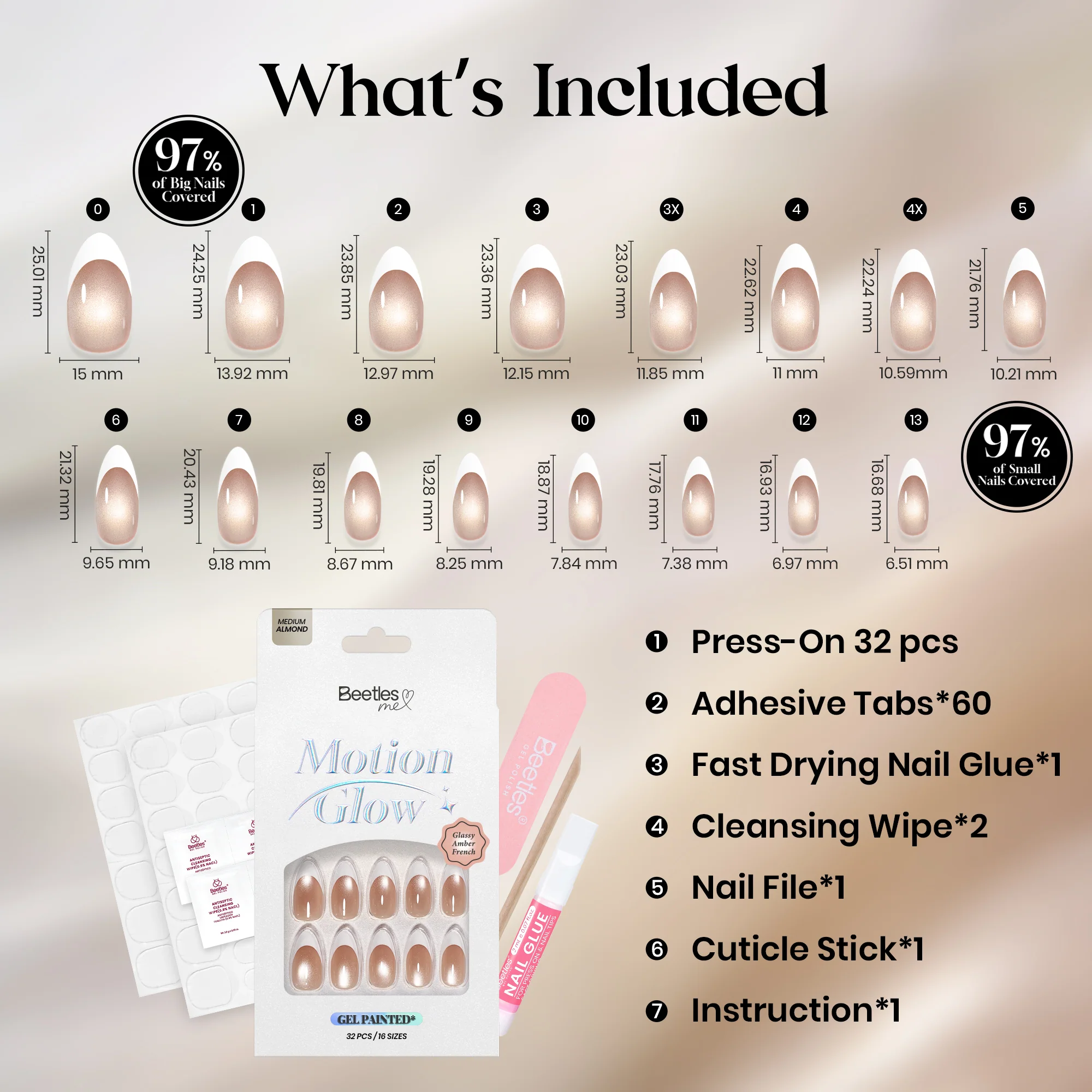 Beetles Stay Shining Glassy Blush French Press On Nails Medium Almond 32Pcs - Image 7