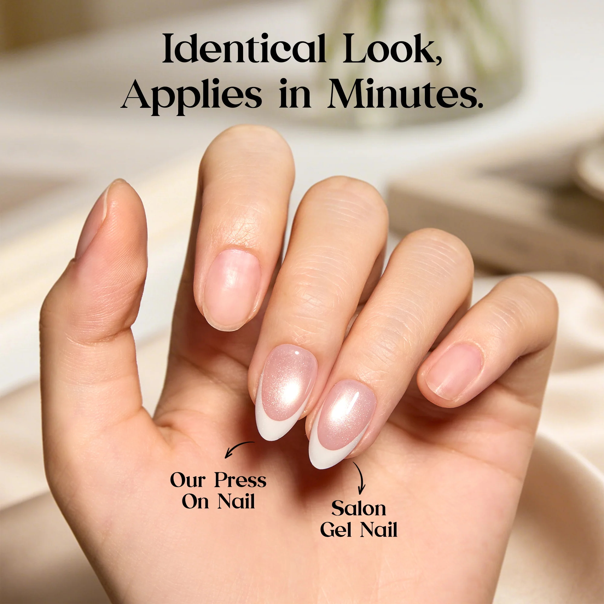 Beetles Stay Shining Glassy Blush French Press On Nails Short Almond 32Pcs - Image 4
