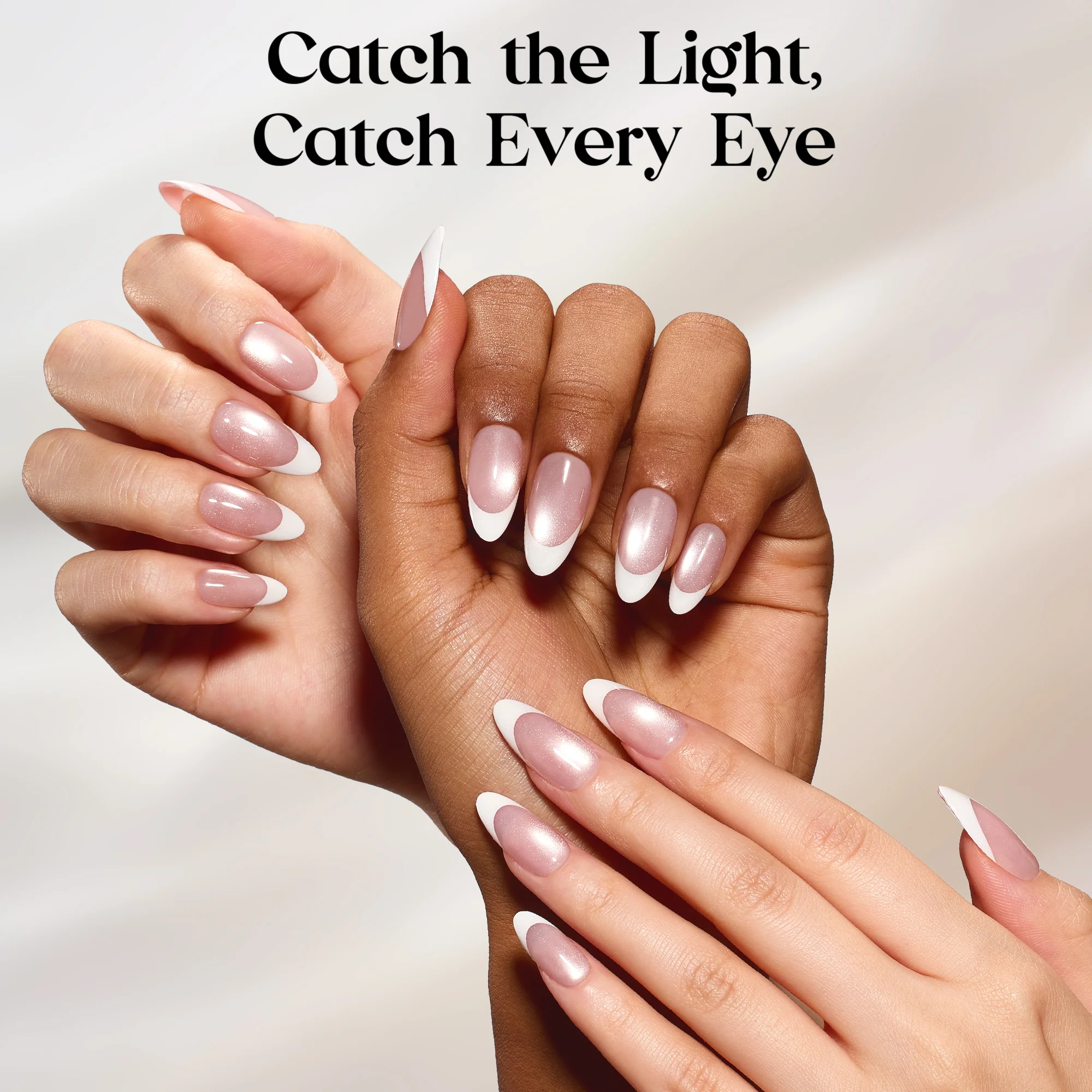 Beetles Stay Shining Glassy Blush French Press On Nails Medium Almond 160 PCS - Image 3