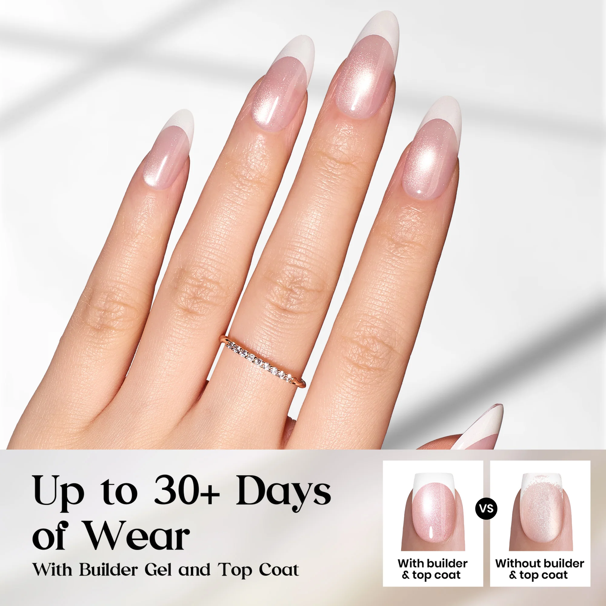 Beetles Stay Shining Glassy Blush French Press On Nails Medium Almond 160 PCS - Image 5