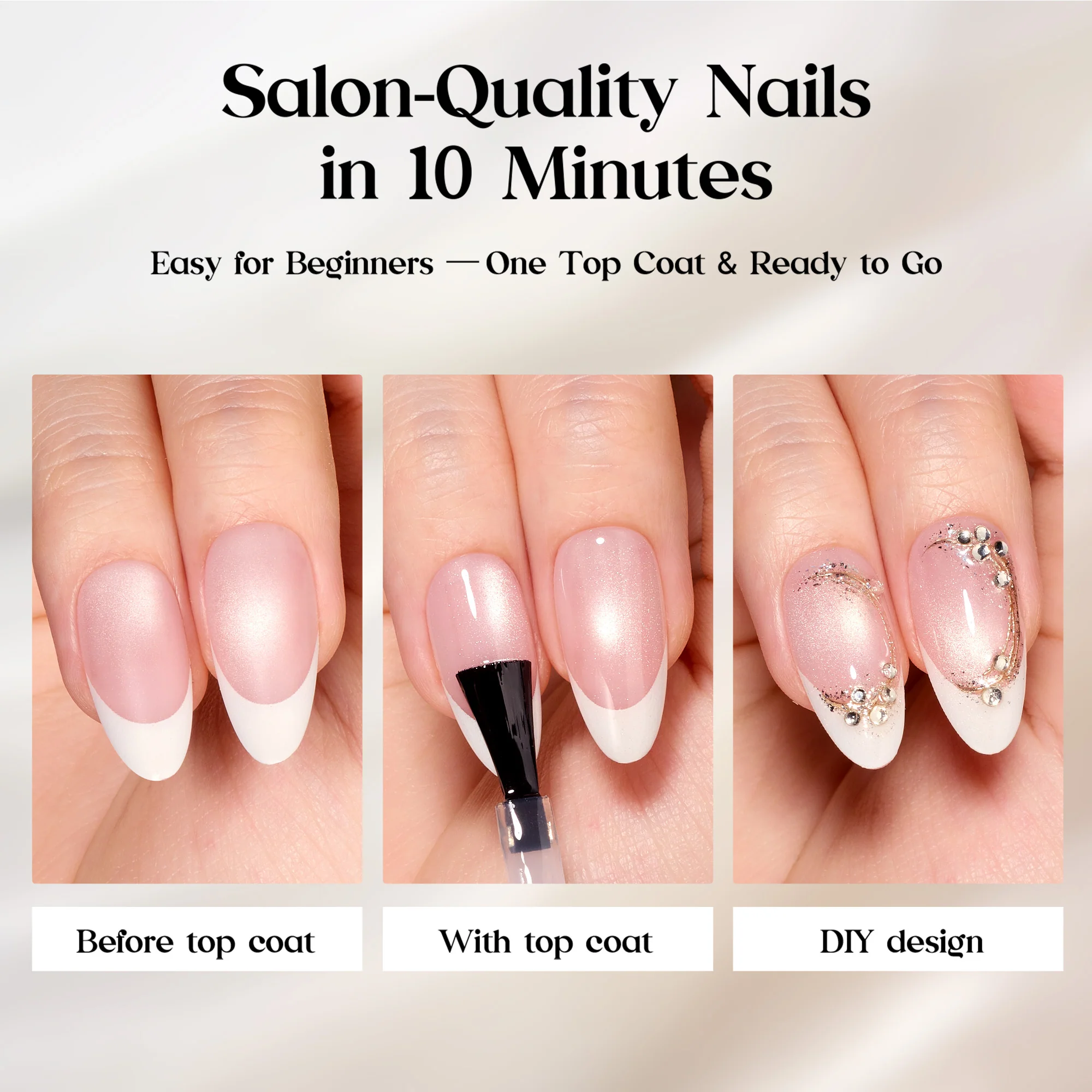 Beetles Stay Shining Glassy Blush French Press On Nails Medium Almond 160 PCS - Image 6