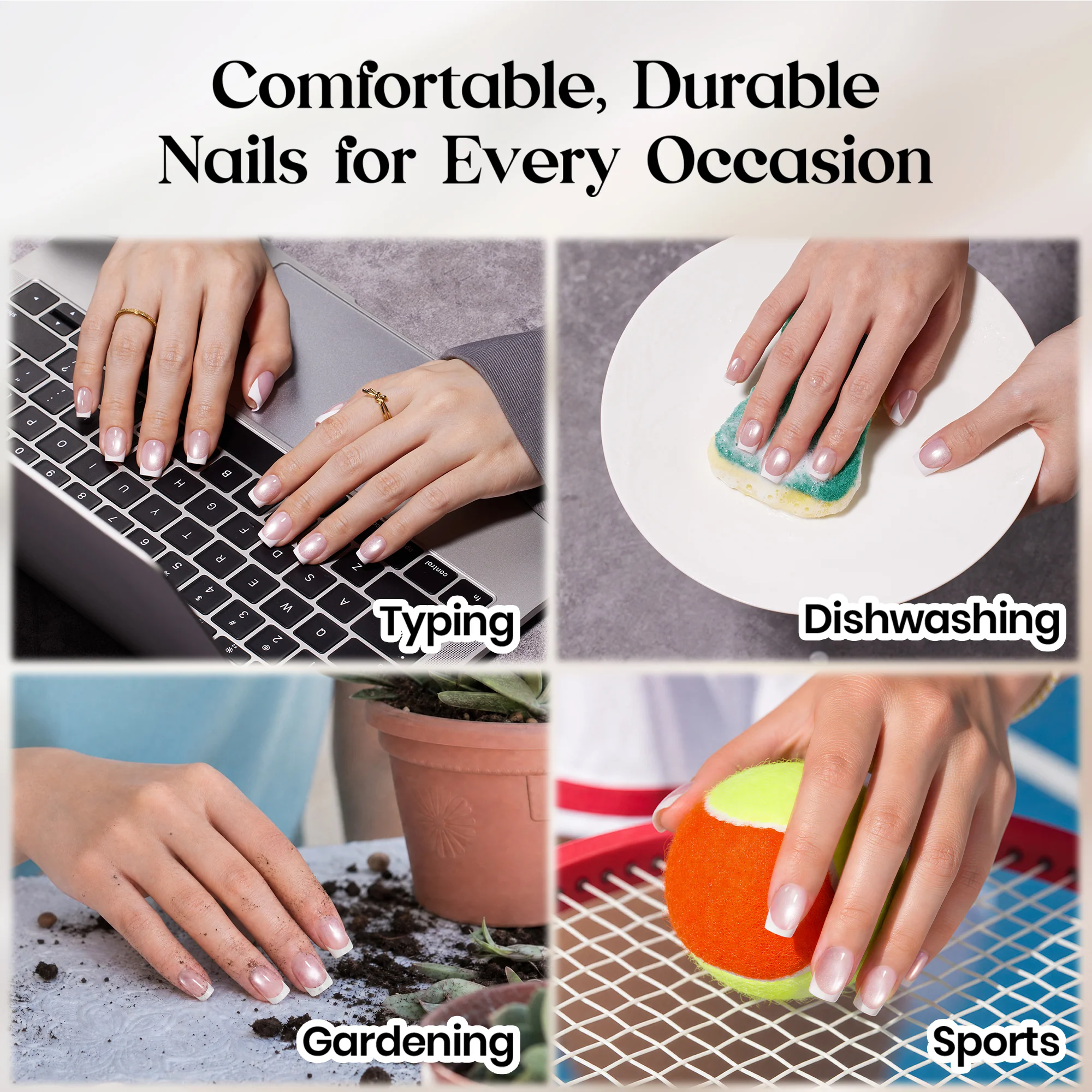 Beetles Stay Shining Glassy Blush French Press On Nails Medium Almond 160 PCS - Image 8