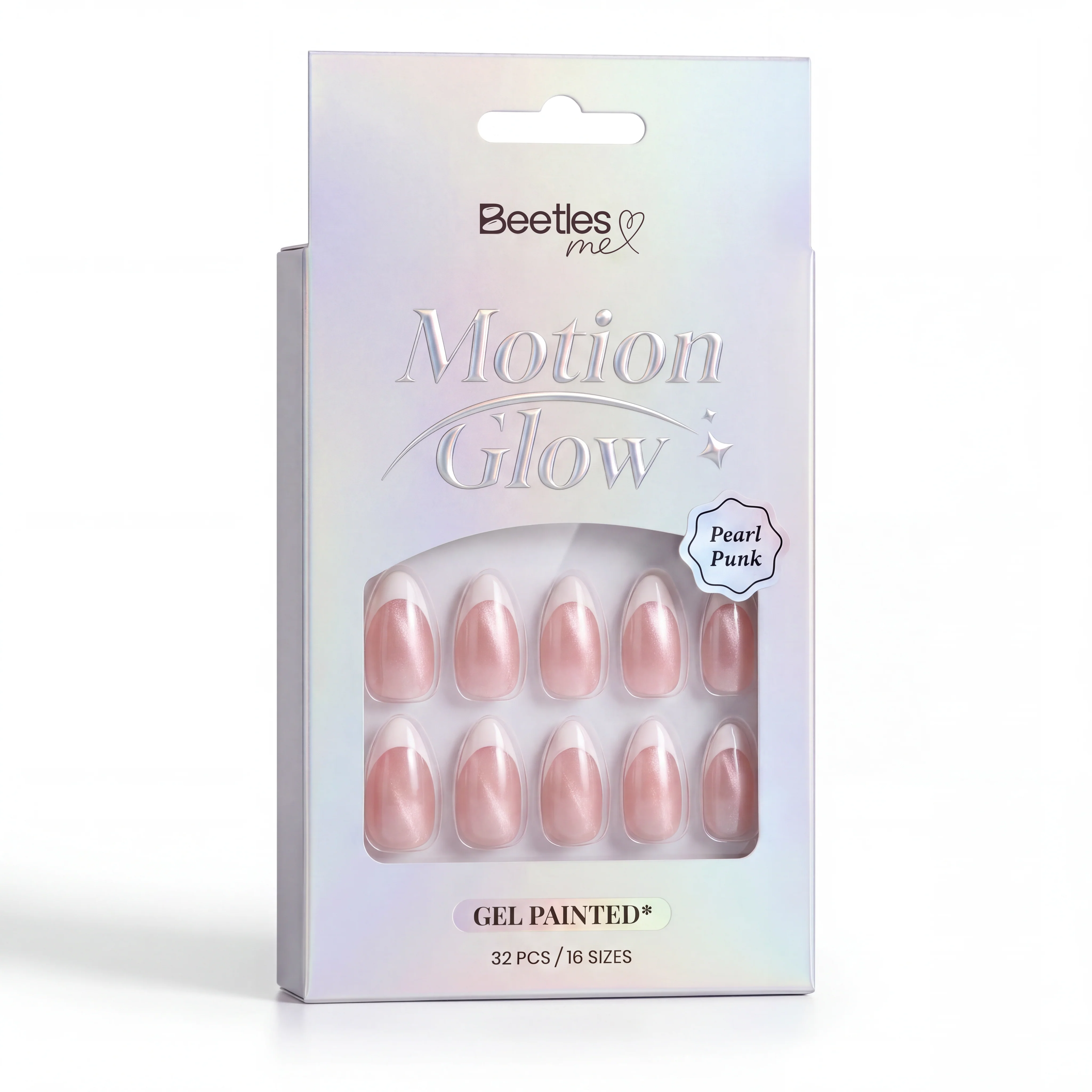 Beetles Stay Shining Glassy Blush French Press On Nails Medium Almond 32Pcs - Image 2