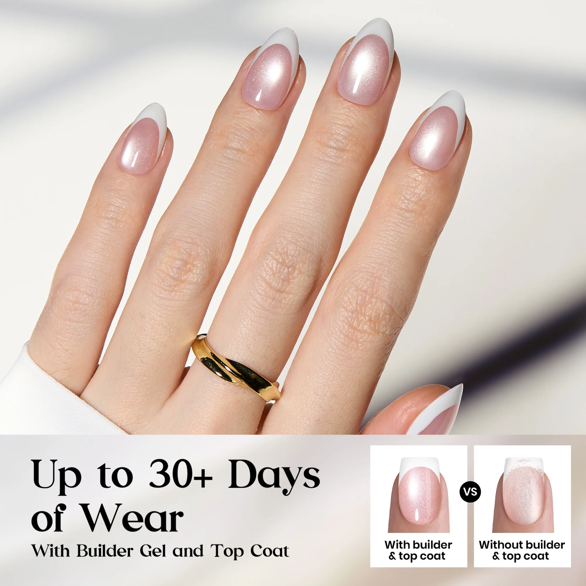 Beetles Stay Shining Glassy Blush French Press On Nails Short Almond 160 PCS - Image 5