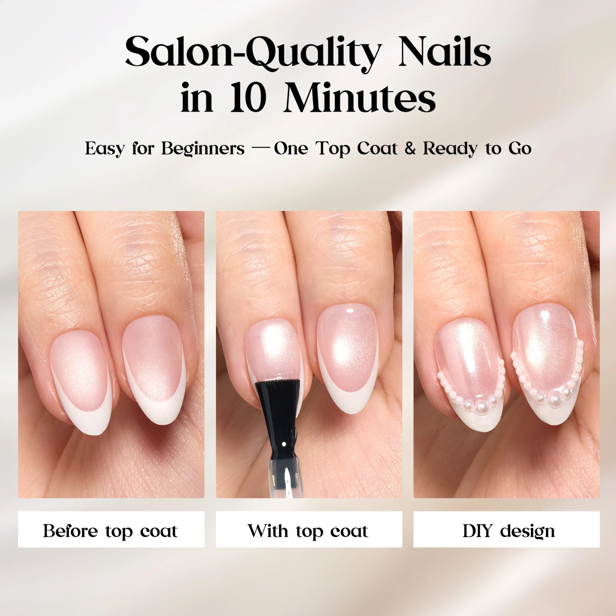 Beetles Stay Shining Glassy Blush French Press On Nails Short Almond 160 PCS - Image 6