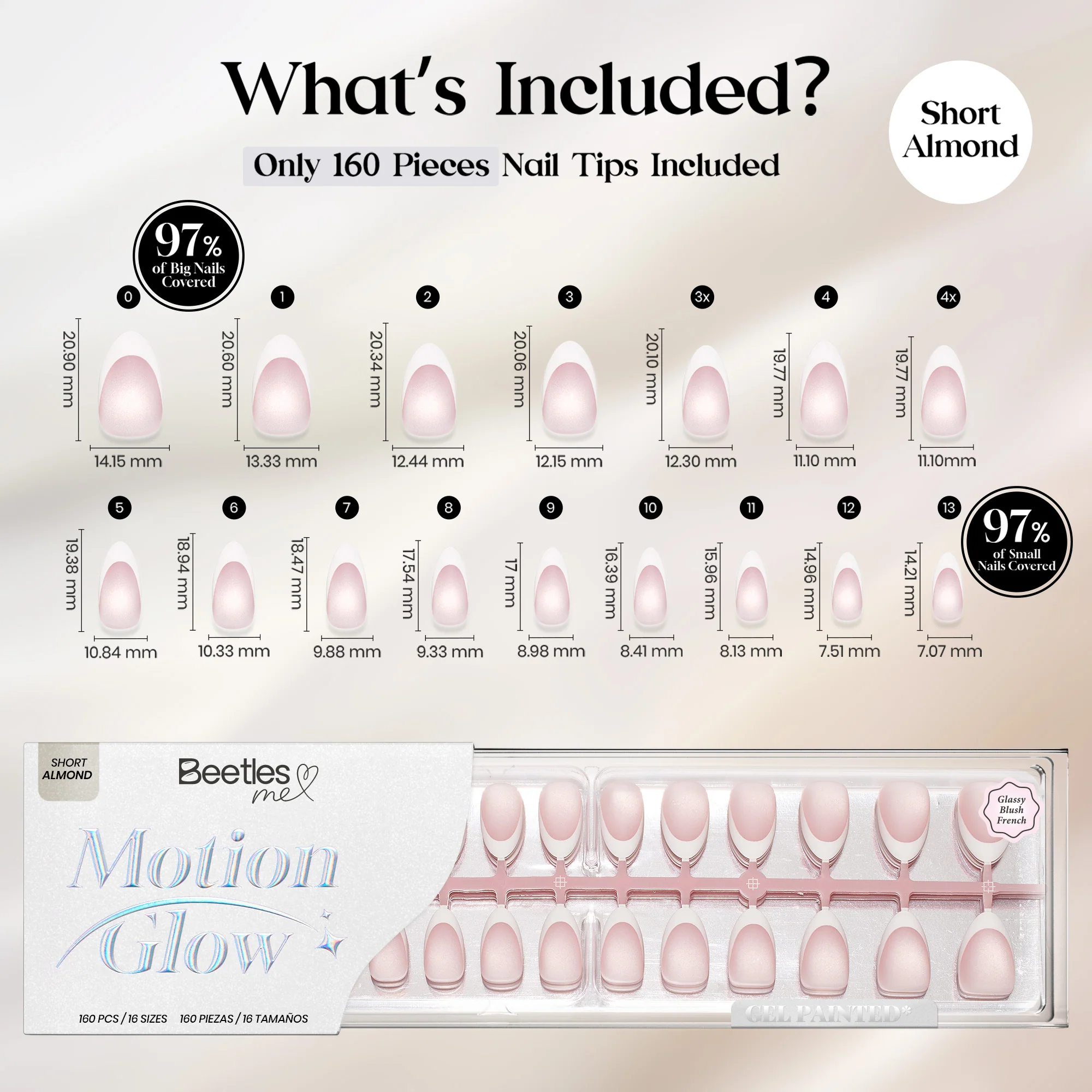 Beetles Stay Shining Glassy Blush French Press On Nails Short Almond 160 PCS - Image 9