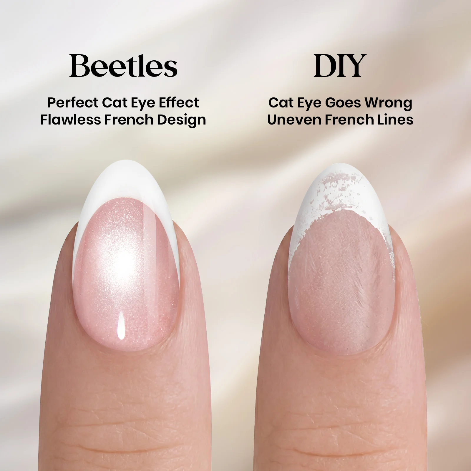 Beetles Stay Shining Glassy Blush French Press On Nails Short Almond 32Pcs - Image 5
