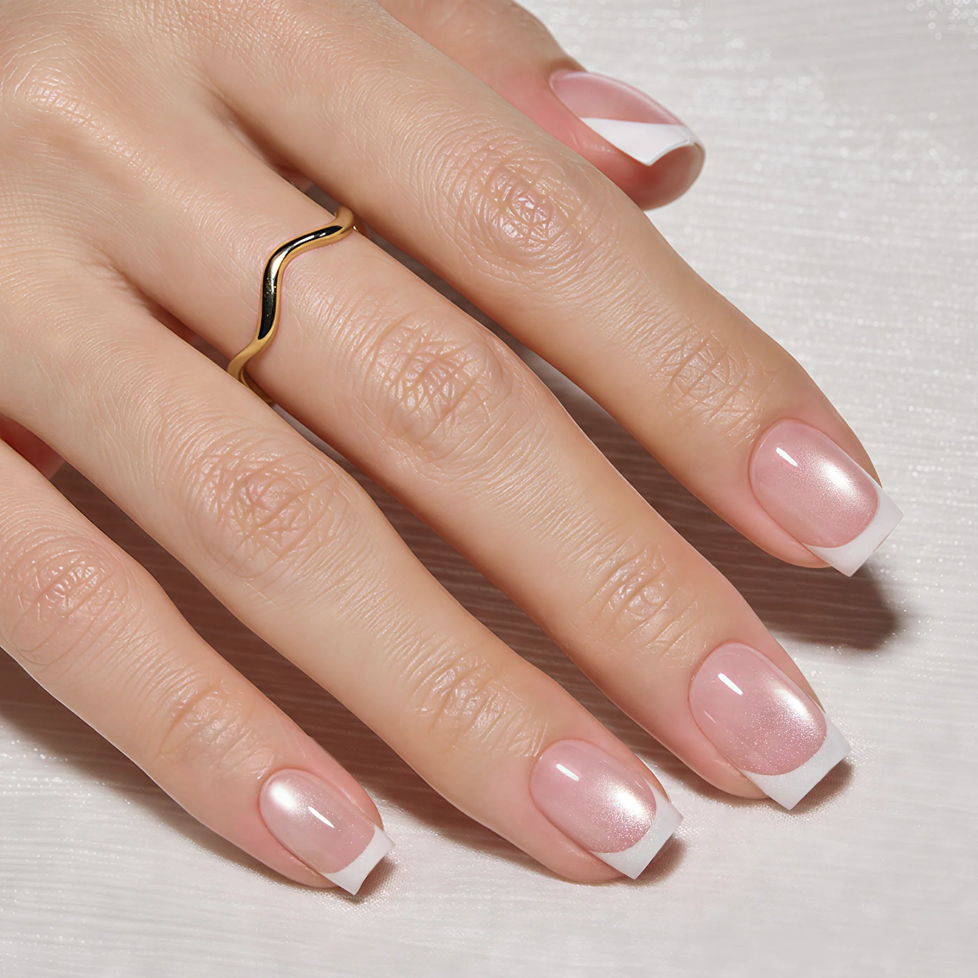 Beetles Stay Shining Glassy Blush French Press On Nails Short Square 30Pcs - Image 2