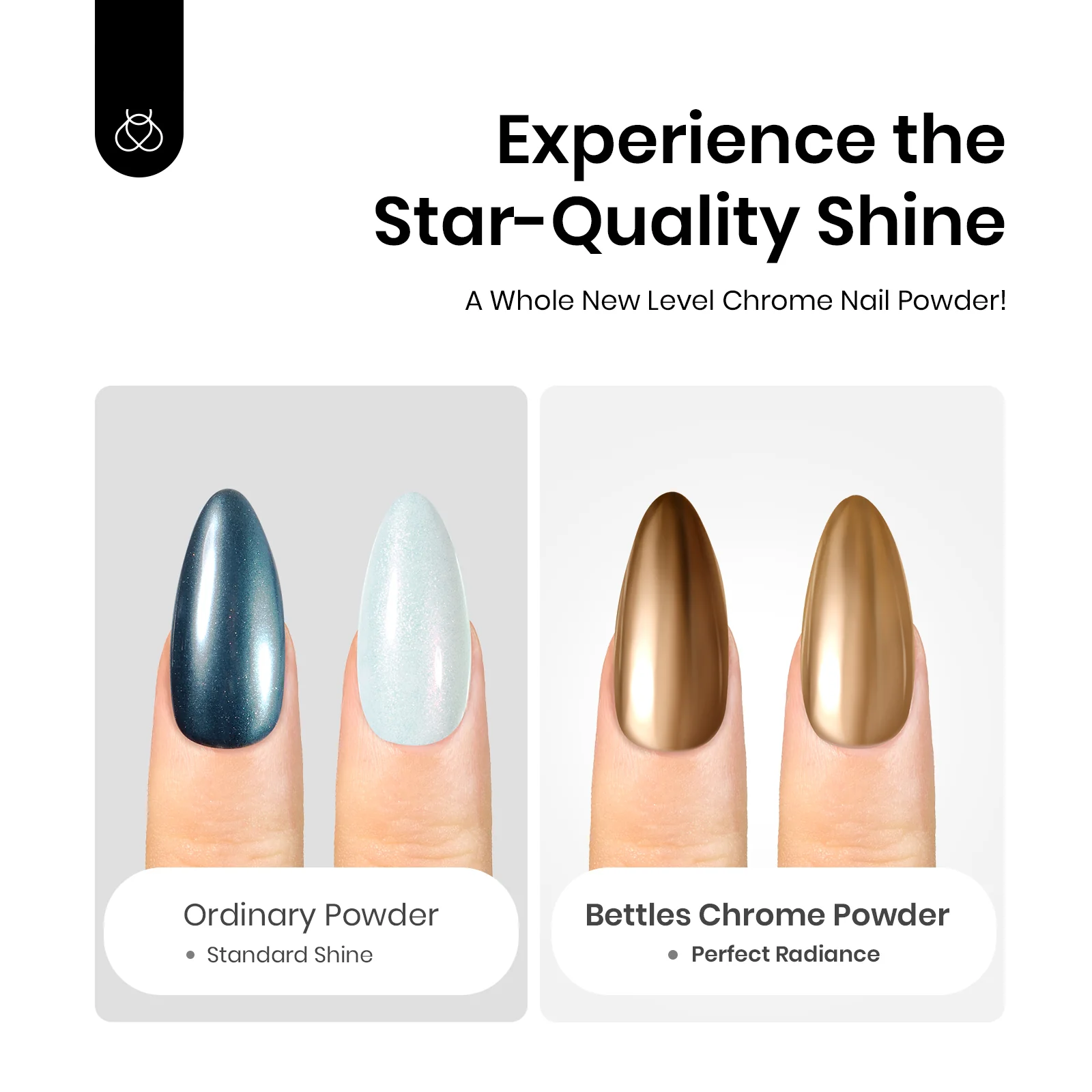 Beetles Stay Shining Gold and Silver Chrome Nail Powder Set - Image 5