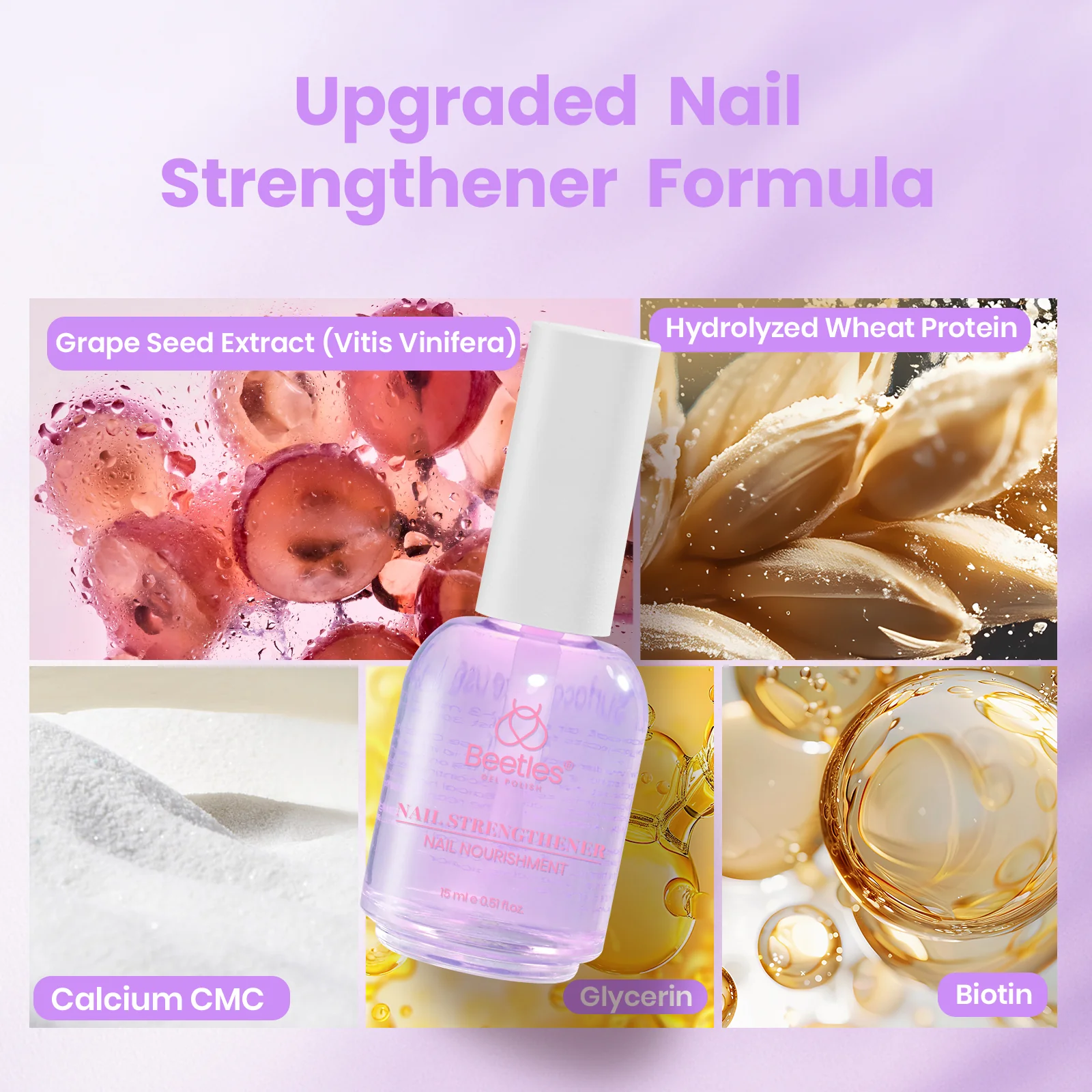 Beetles Stay Shining Grape Nail Strengthener 15ml - Image 3