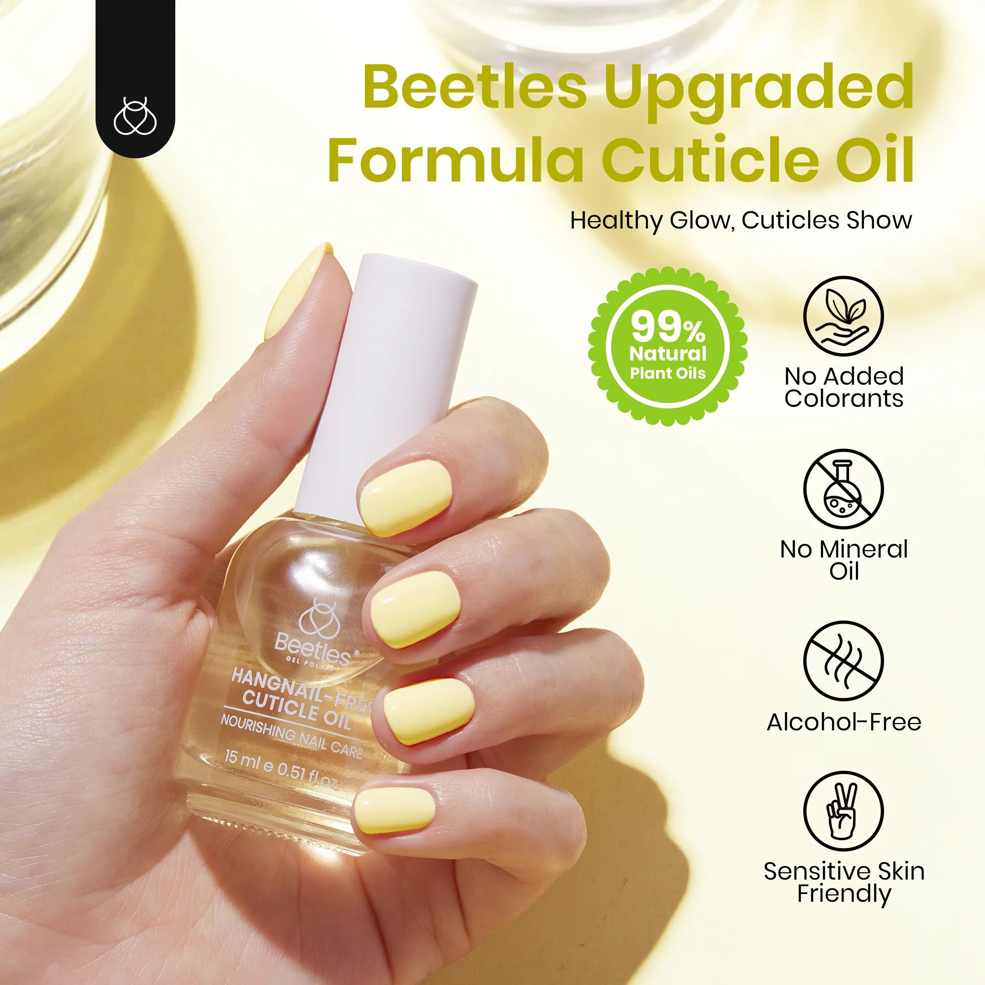 Beetles Stay Shining Hangnail-Free Cuticle Oil Almond Scent 15ml - Image 4