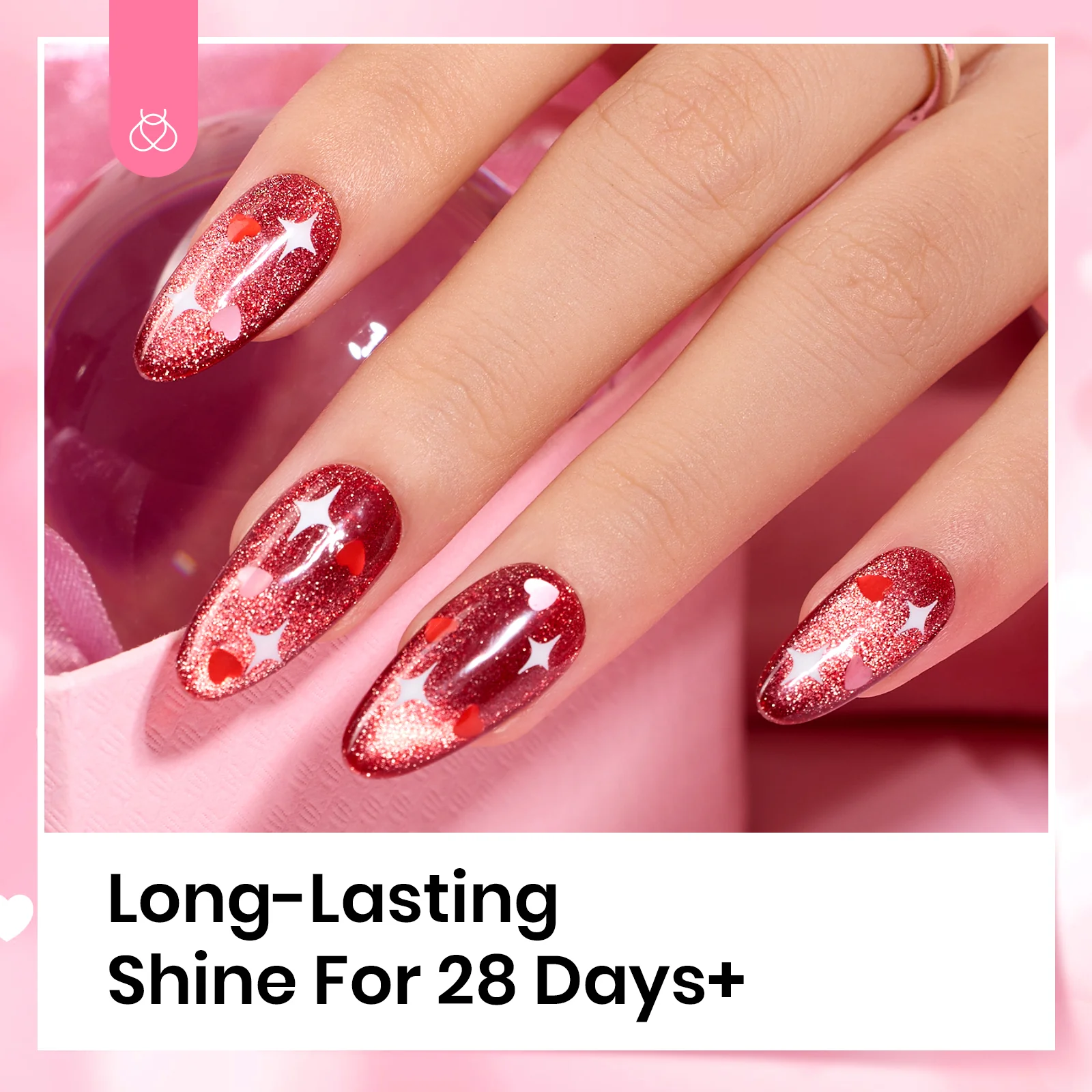 Beetles Stay Shining Heart Glitter Top Coat HEMA Free & TPO Free 15ml - Image 6