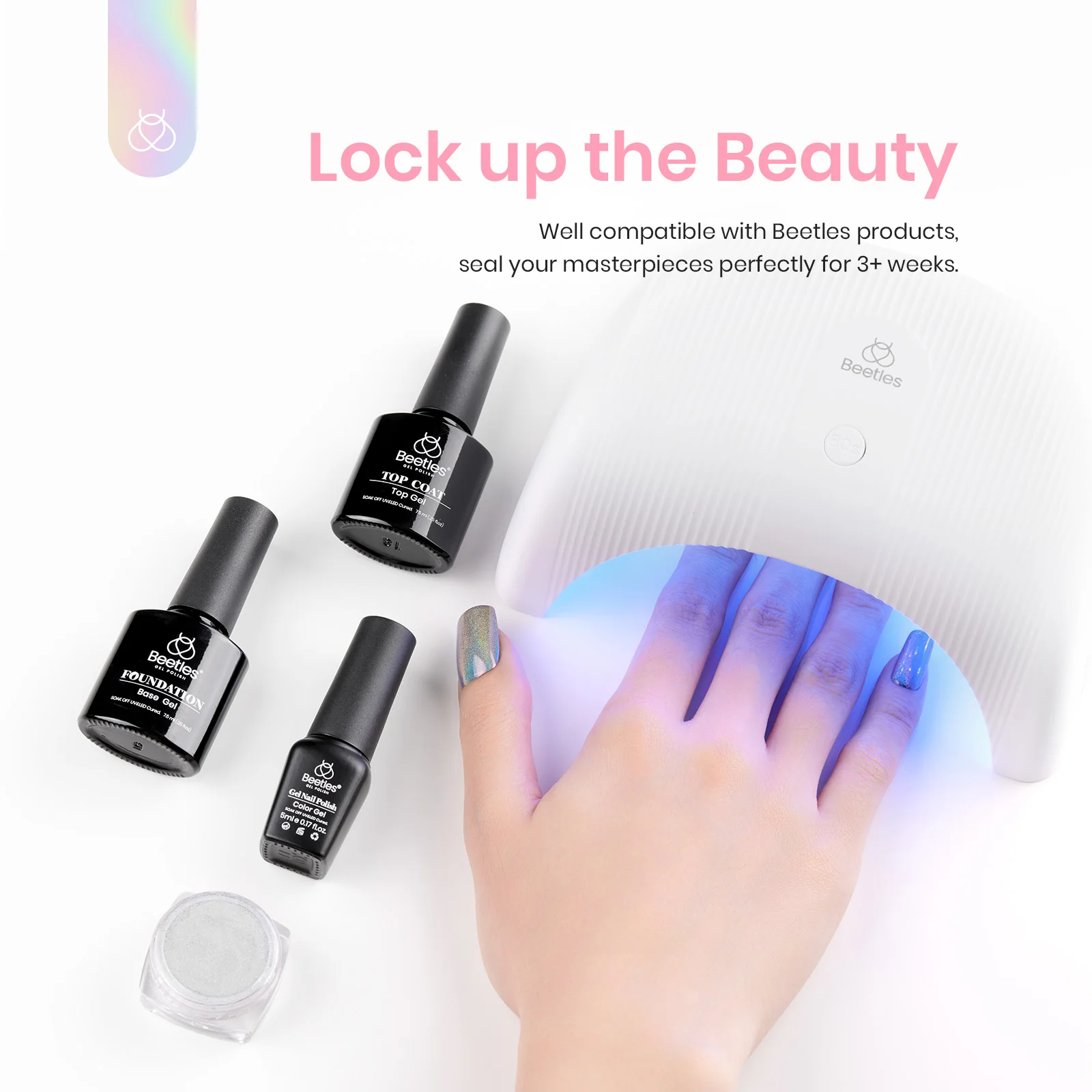 Beetles Stay Shining Holographic Effect Chrome Nail Powder Set - Image 7