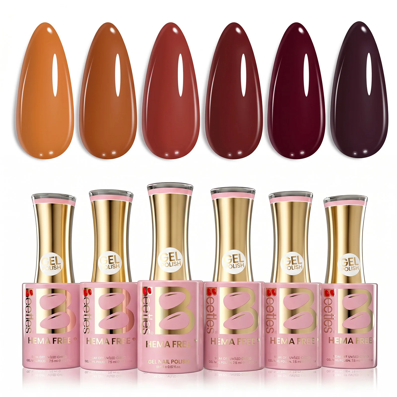 Beetles Stay Shining Just Fall HEMA Free TPO Free 6 Colors Gel Nail Polish Set 7.5ml