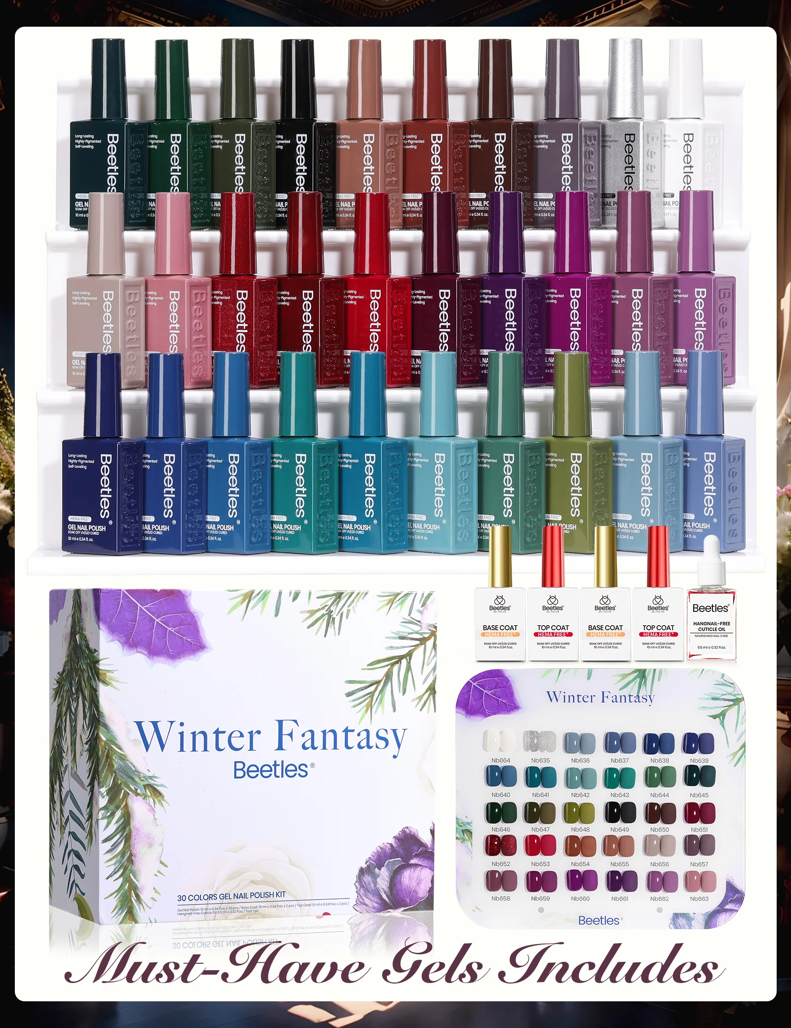 Beetles Stay Shining Midnight Garden HEMA Free TPO Free  Gel Polish Box 30 Colors 15ml - Image 4