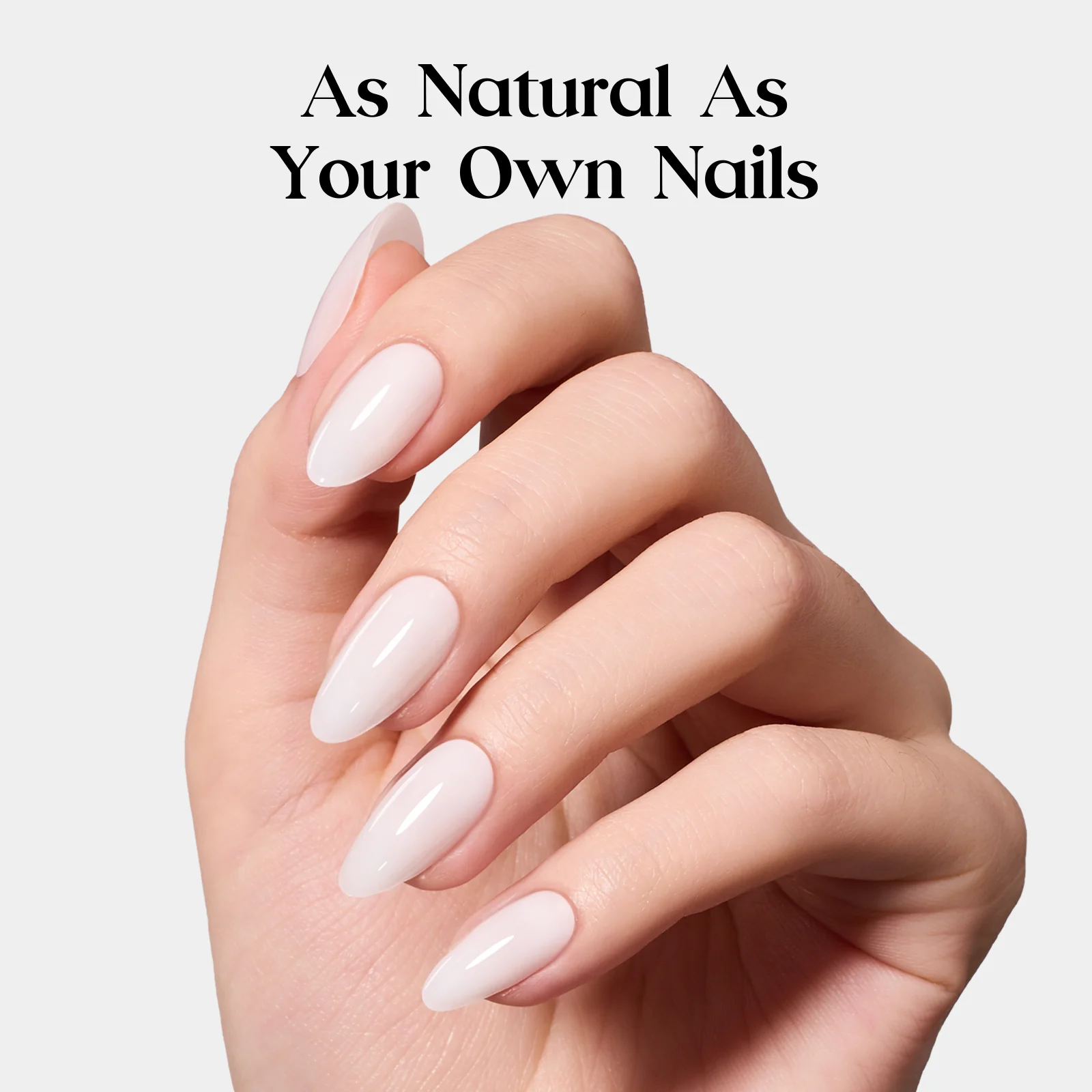 Beetles Stay Shining Milky White Press On Nails Medium Almond - Image 2