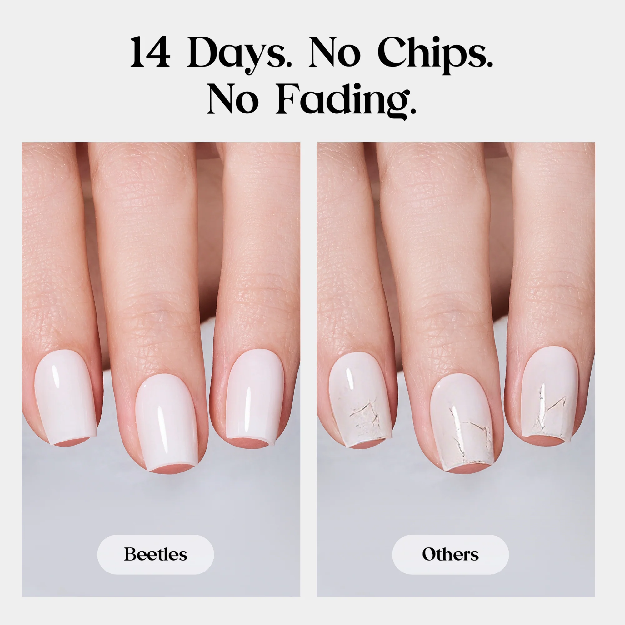 Beetles Stay Shining Milky White Press On Nails Medium Almond - Image 5