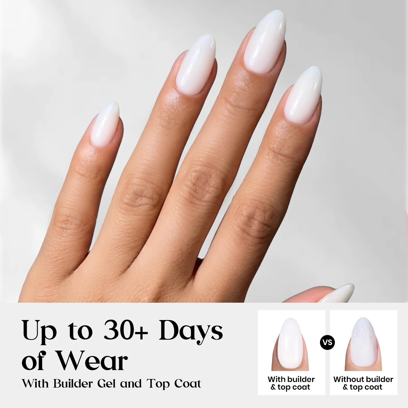 Beetles Stay Shining Milky White Press on Nails Short Almond - Image 5