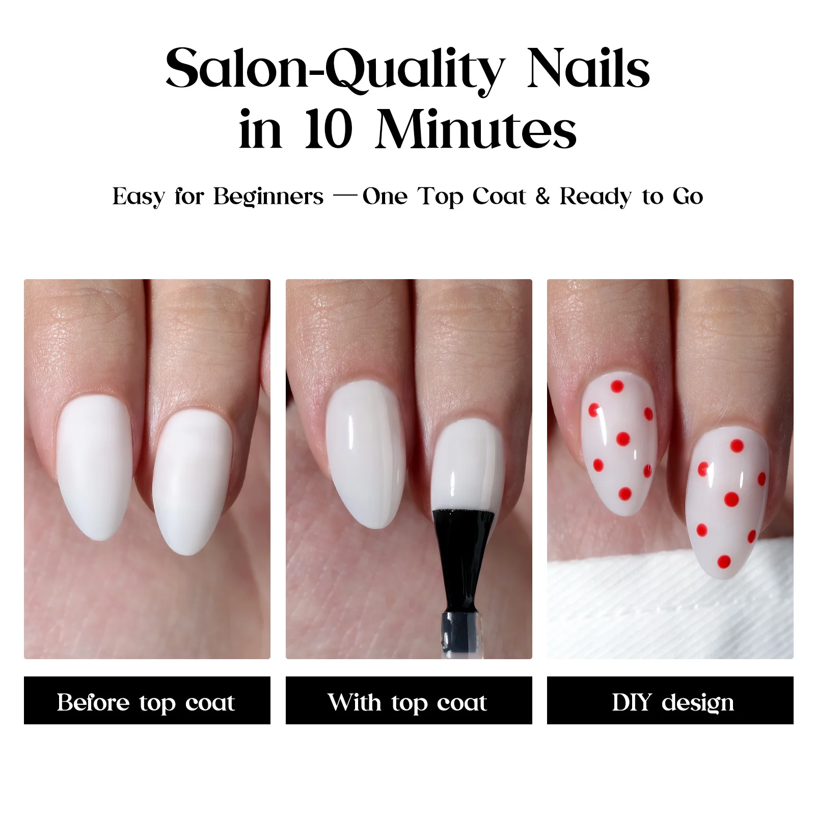 Beetles Stay Shining Milky White Press on Nails Short Almond - Image 6