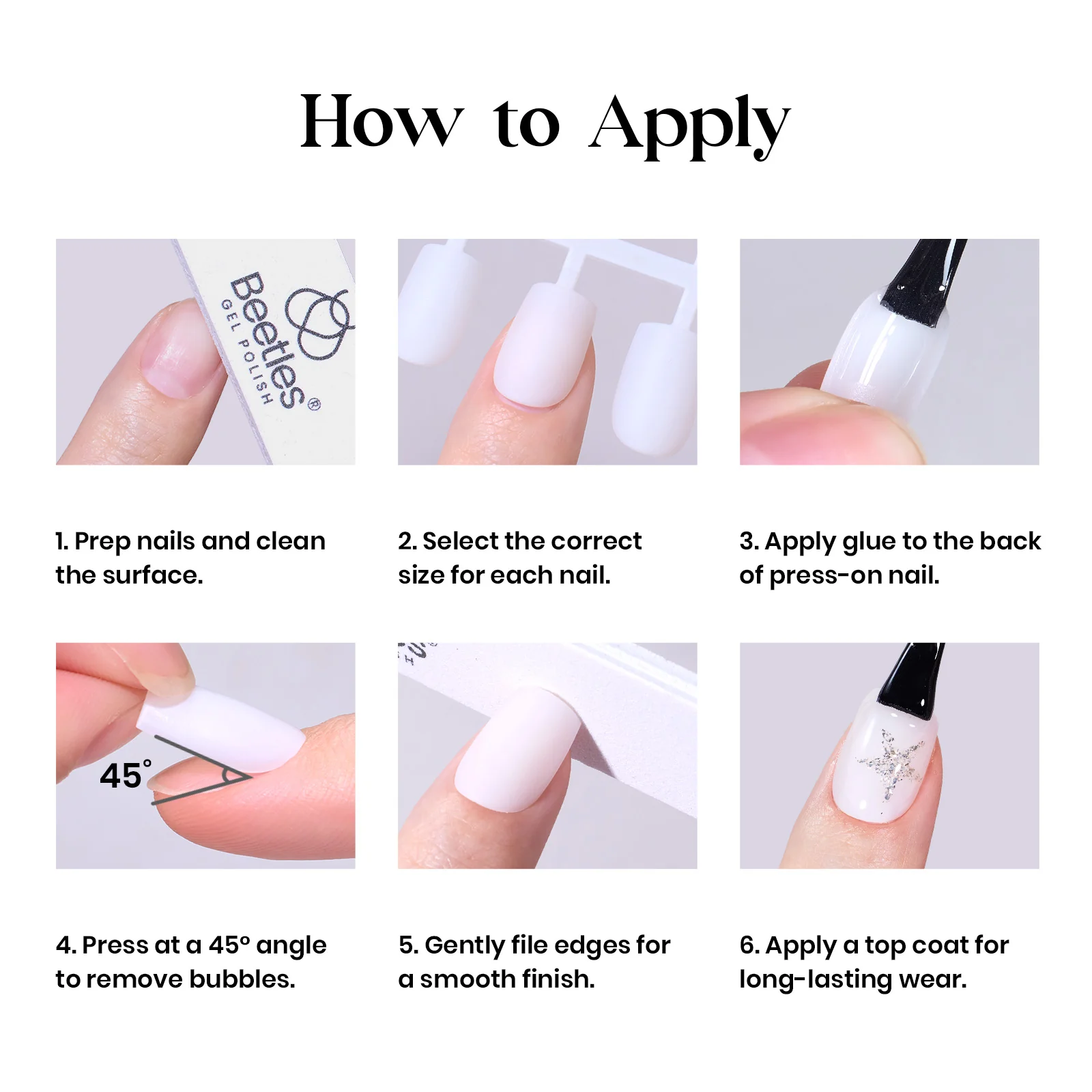 Beetles Stay Shining Milky White Press on Nails Short Almond - Image 7