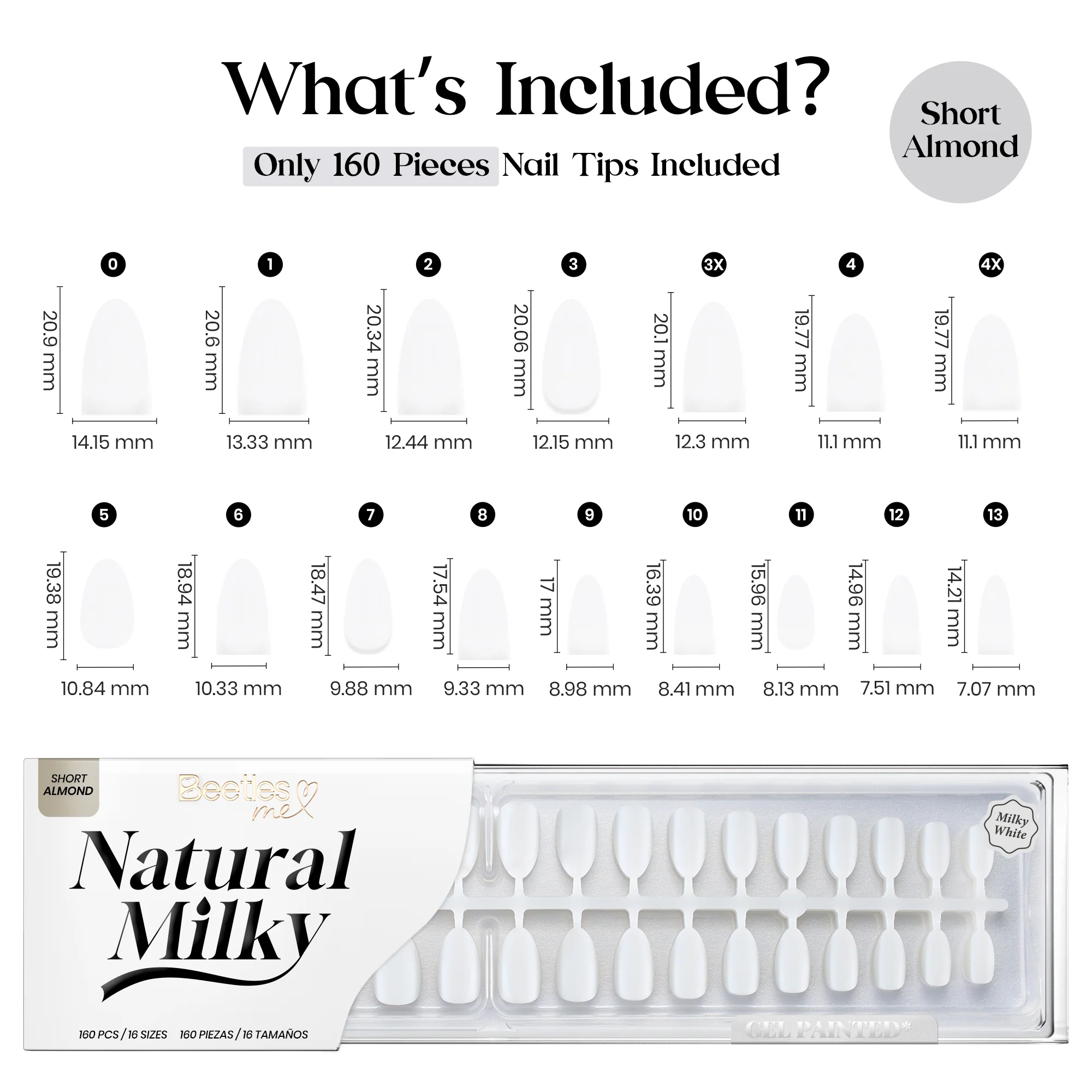 Beetles Stay Shining Milky White Press on Nails Short Almond - Image 9