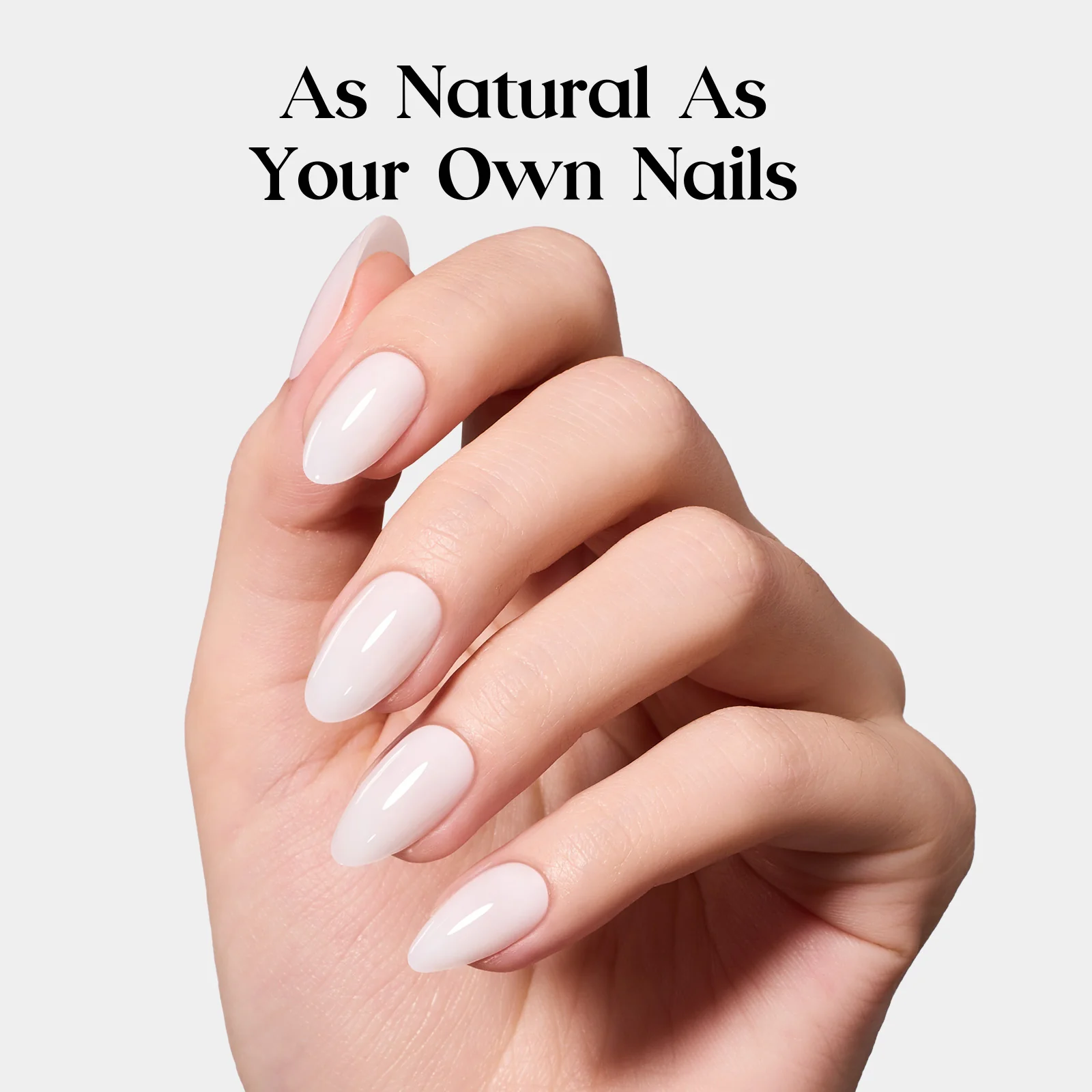 Beetles Stay Shining Milky White Press On Nails Short Oval - Image 2