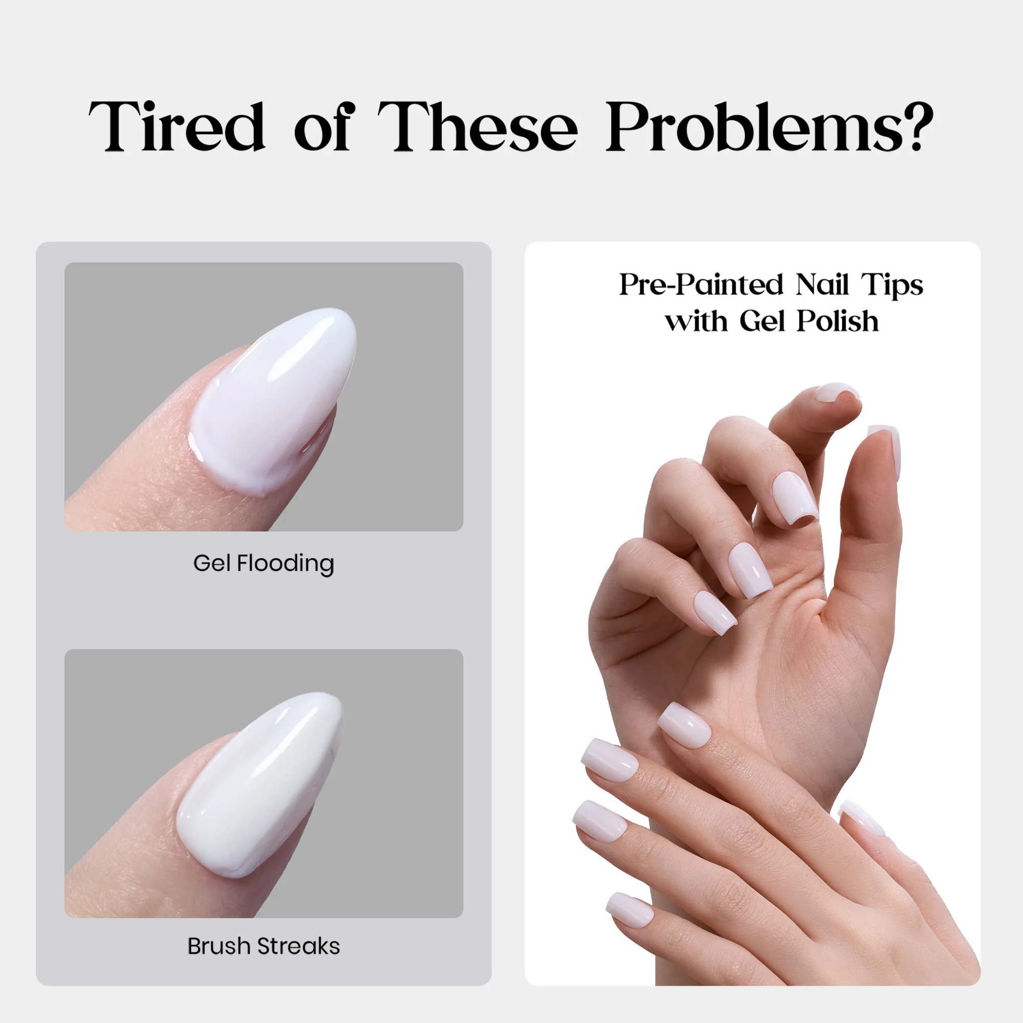 Beetles Stay Shining Milky White Press on Nails Short Square - Image 4