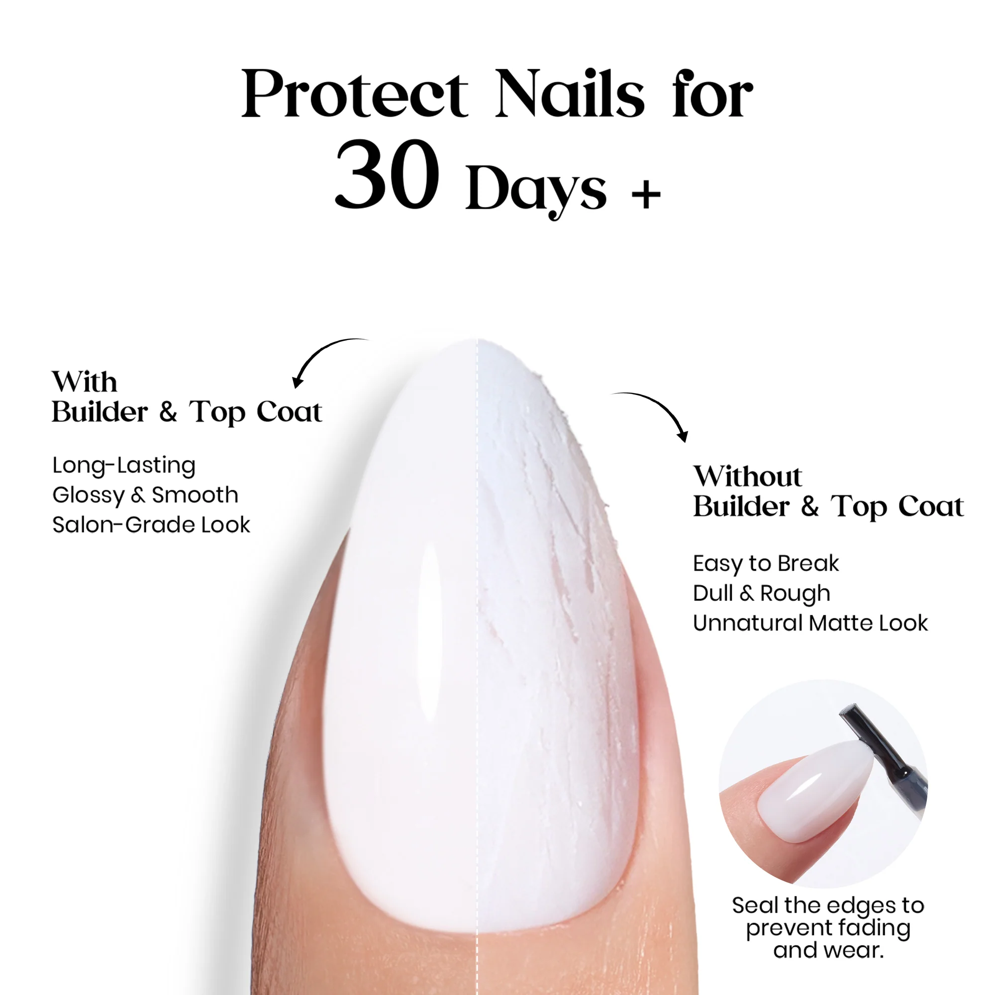 Beetles Stay Shining Milky White Press on Nails Short Square - Image 7