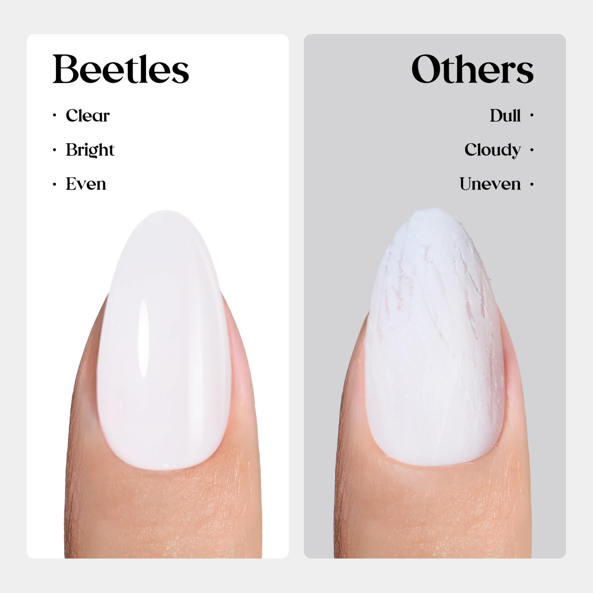 Beetles Stay Shining Milky White Press on Nails Short Square - Image 8